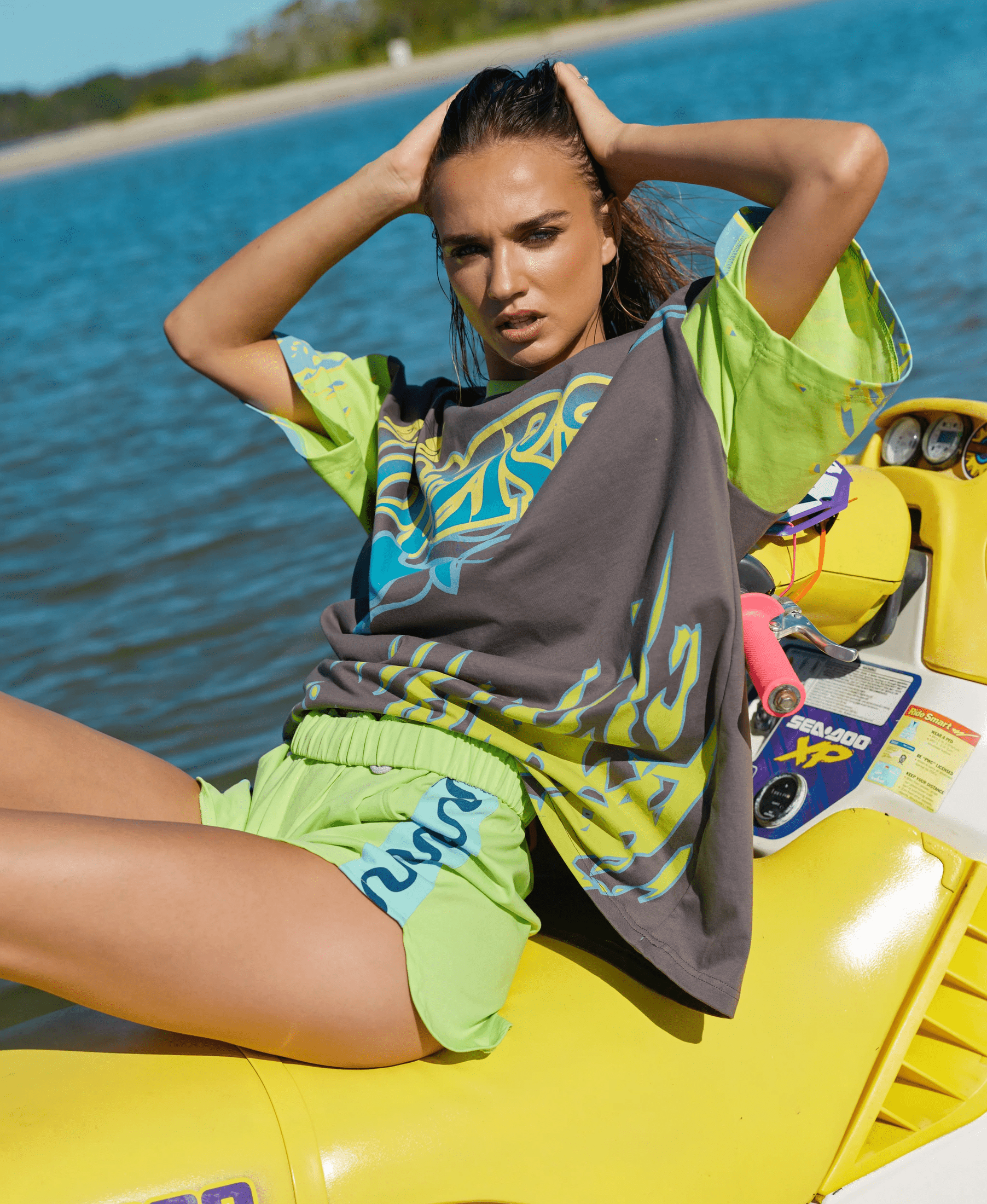 ONLY LOVERS LEFT Wave Racer Shorts - Chartreuse