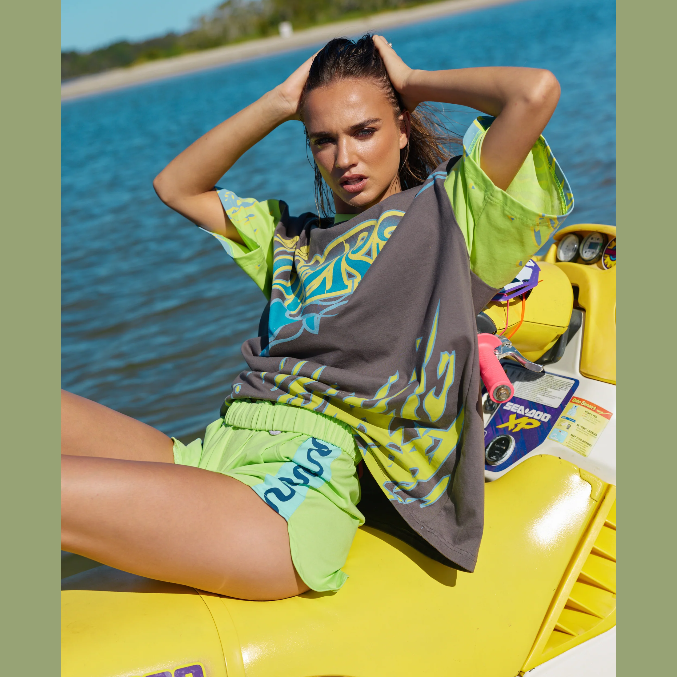 ONLY LOVERS LEFT Wave Racer Shorts - Chartreuse