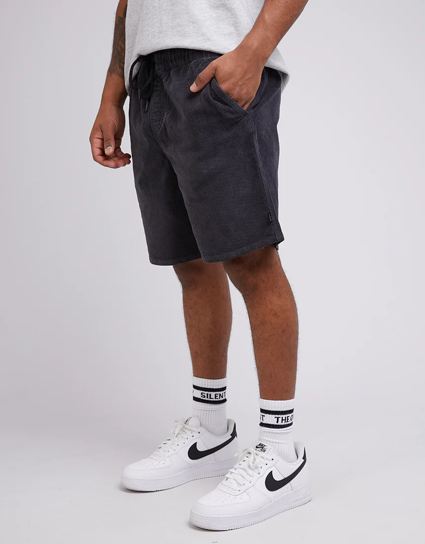 SILENT THEORY Cord short - Washed black