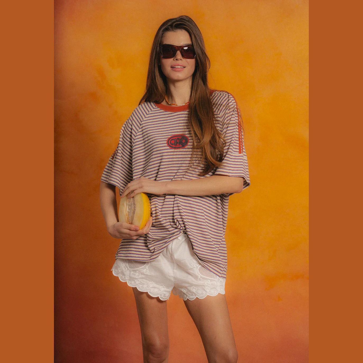 CIAO CIAO VACATION Amber stripe racer tee