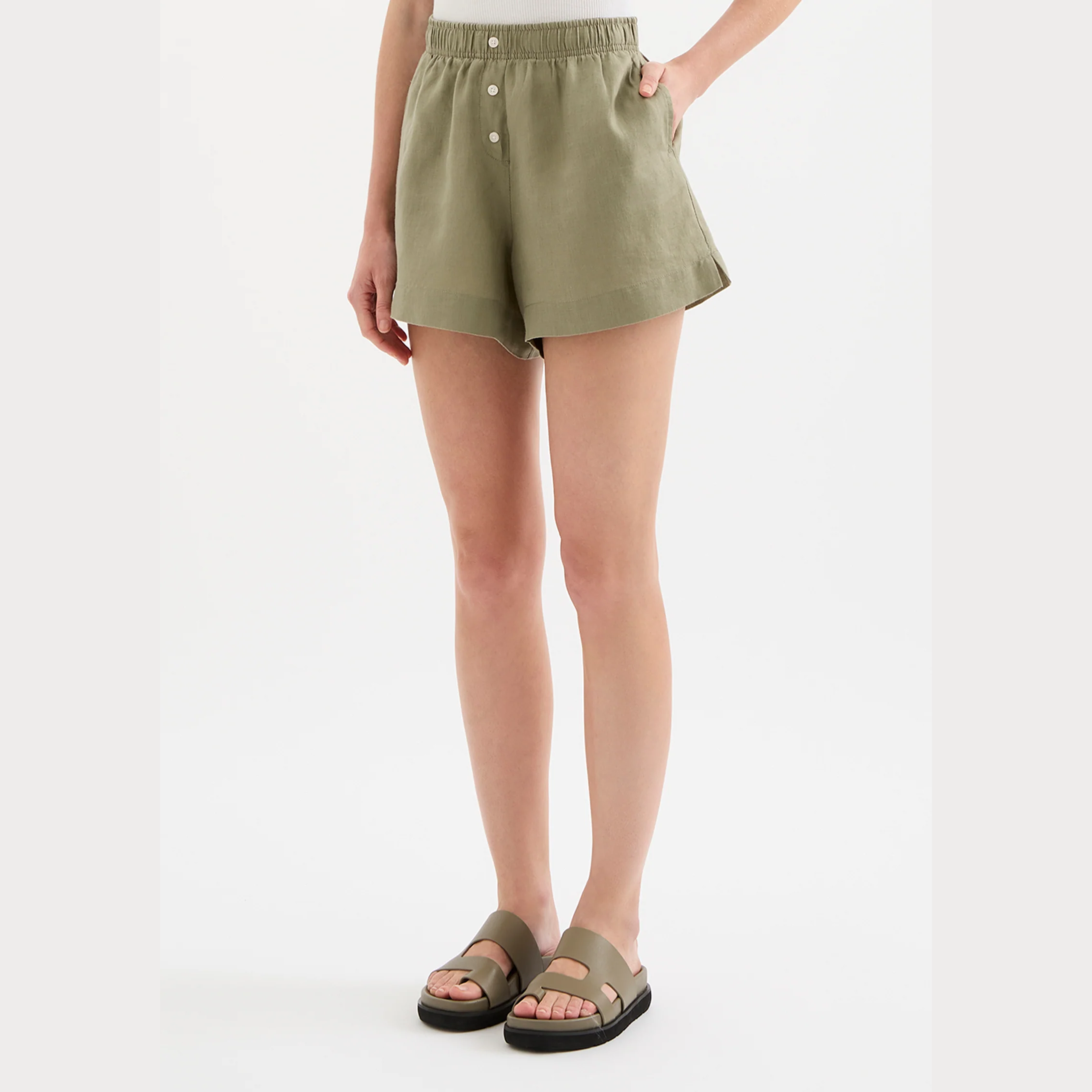 NUDE LUCY Lounge Linen Short - Kalamata