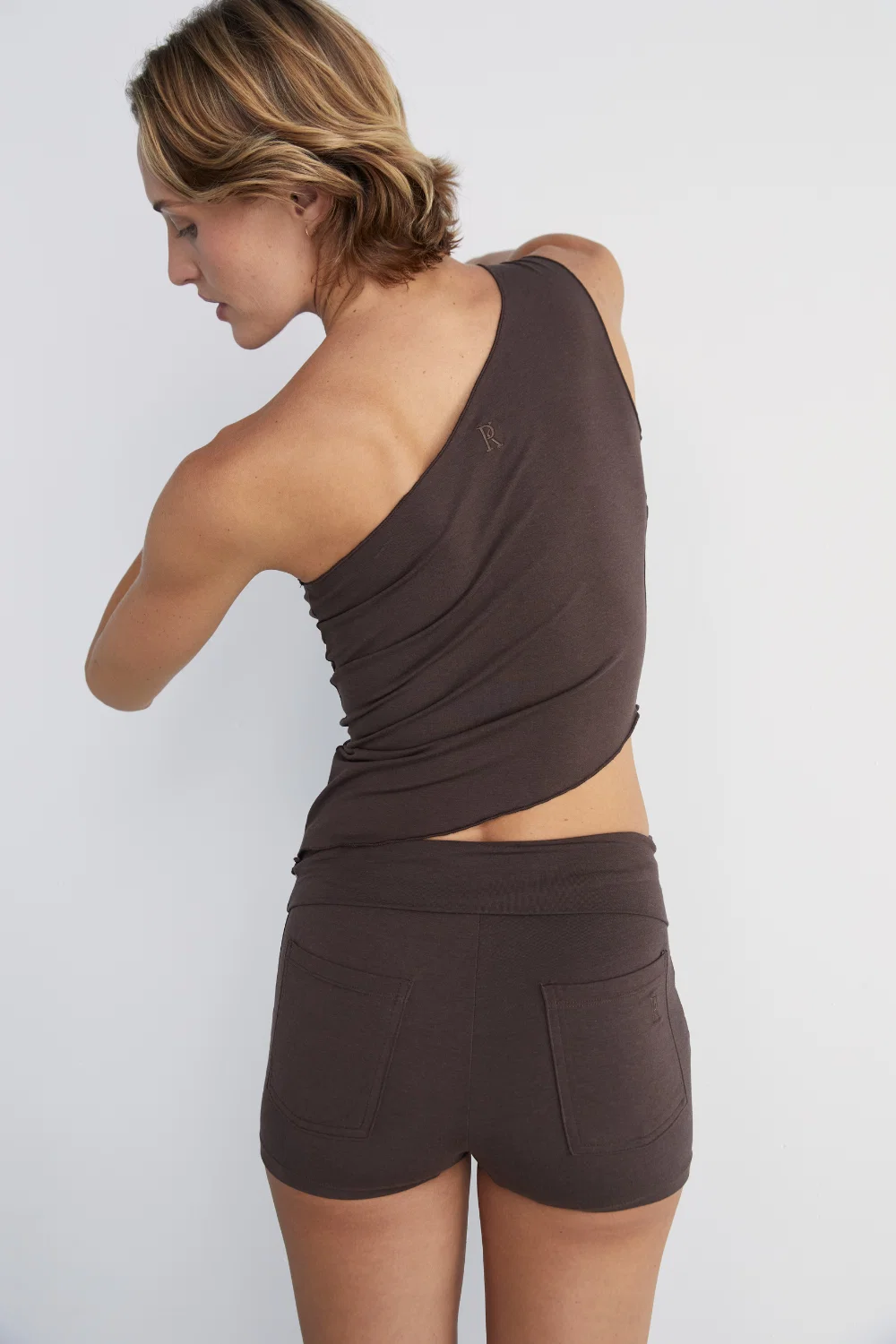 PINKY & KAMAL Fold Over Mini Short 3" - Dark Brown