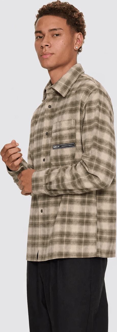 THRILLS Paradise Built Barrio Long Sleeve Flannel Shirt - Military green