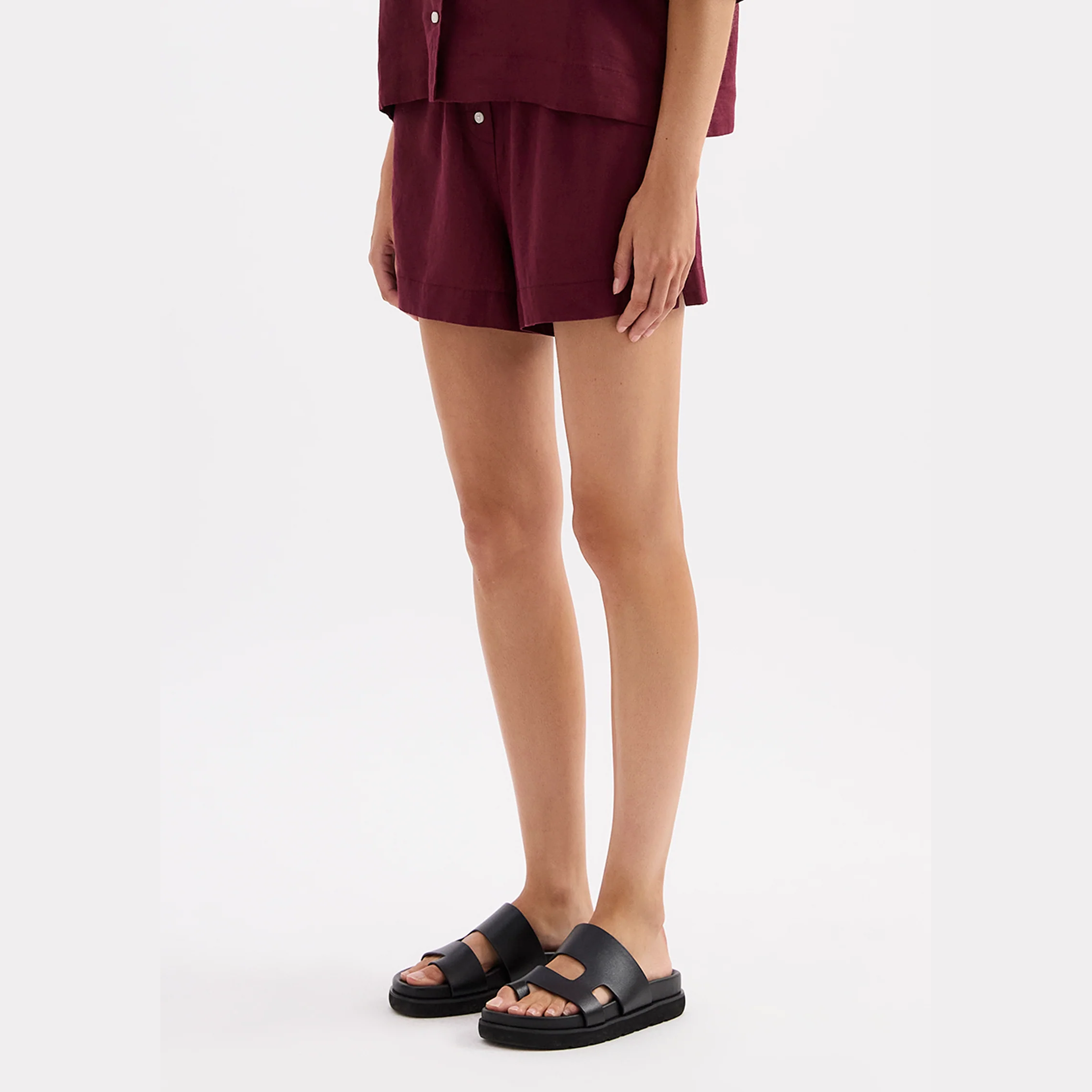 NUDE LUCY Lounge linen short - Merlot