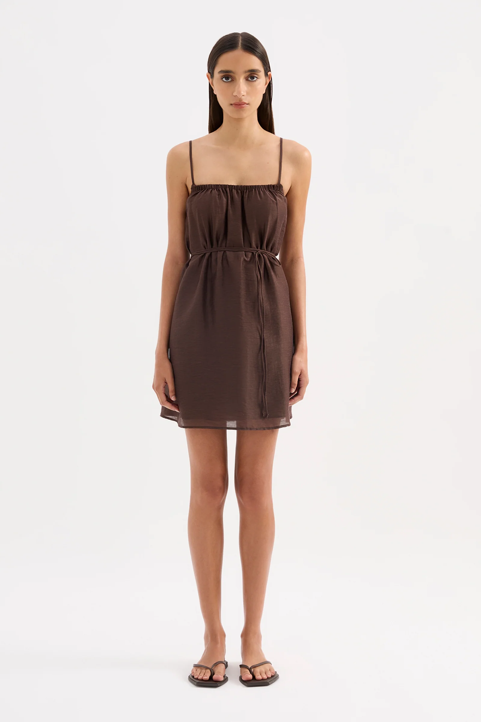 NUDE LUCY Ziki Linen Mini Dress - Chocolate