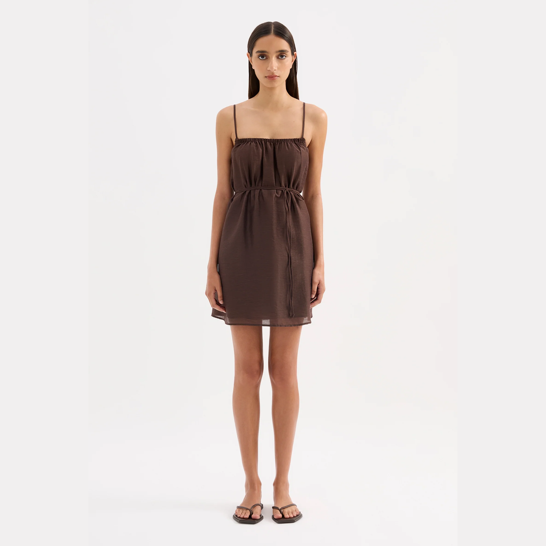 NUDE LUCY Ziki Linen Mini Dress - Chocolate