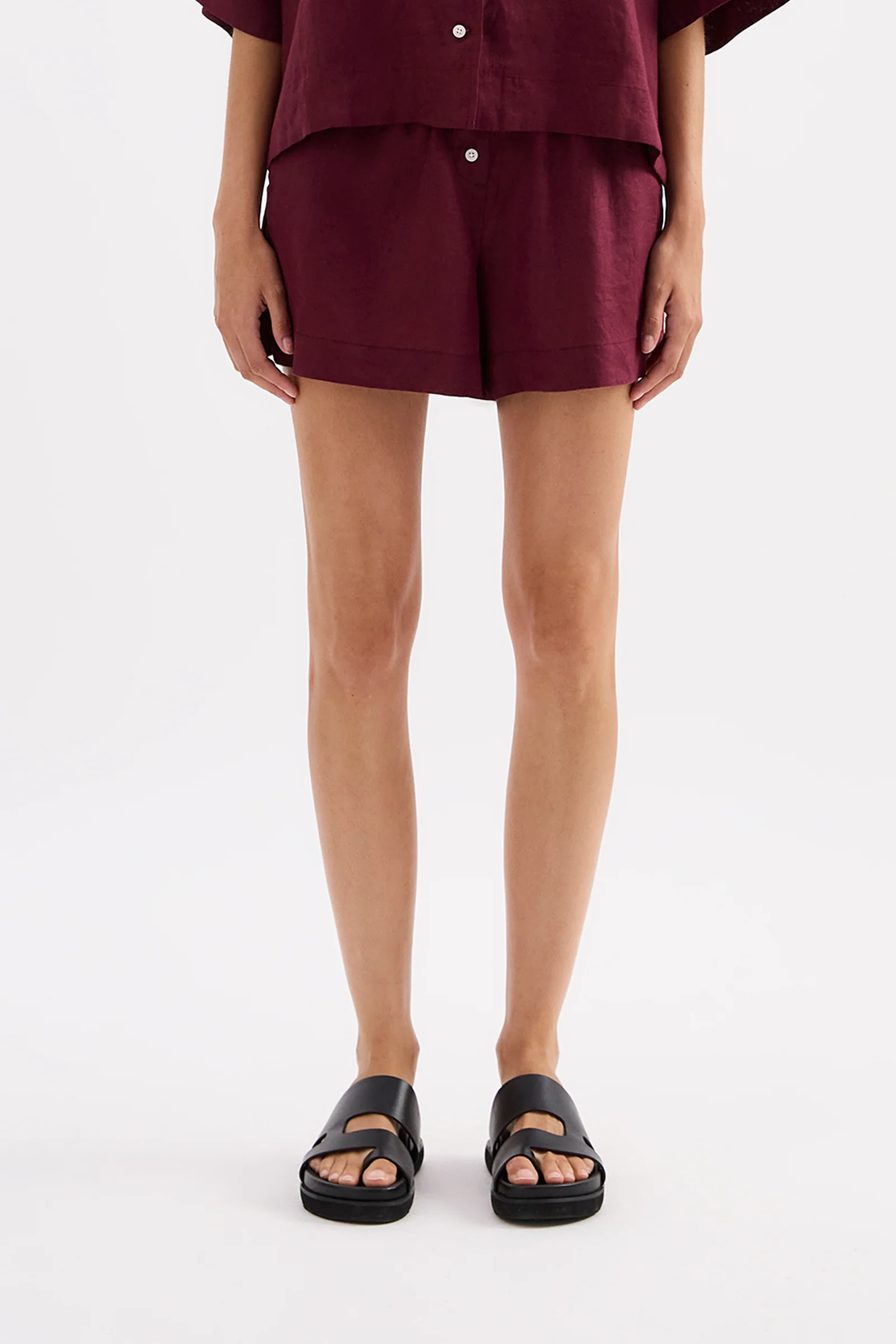 NUDE LUCY Lounge linen short - Merlot