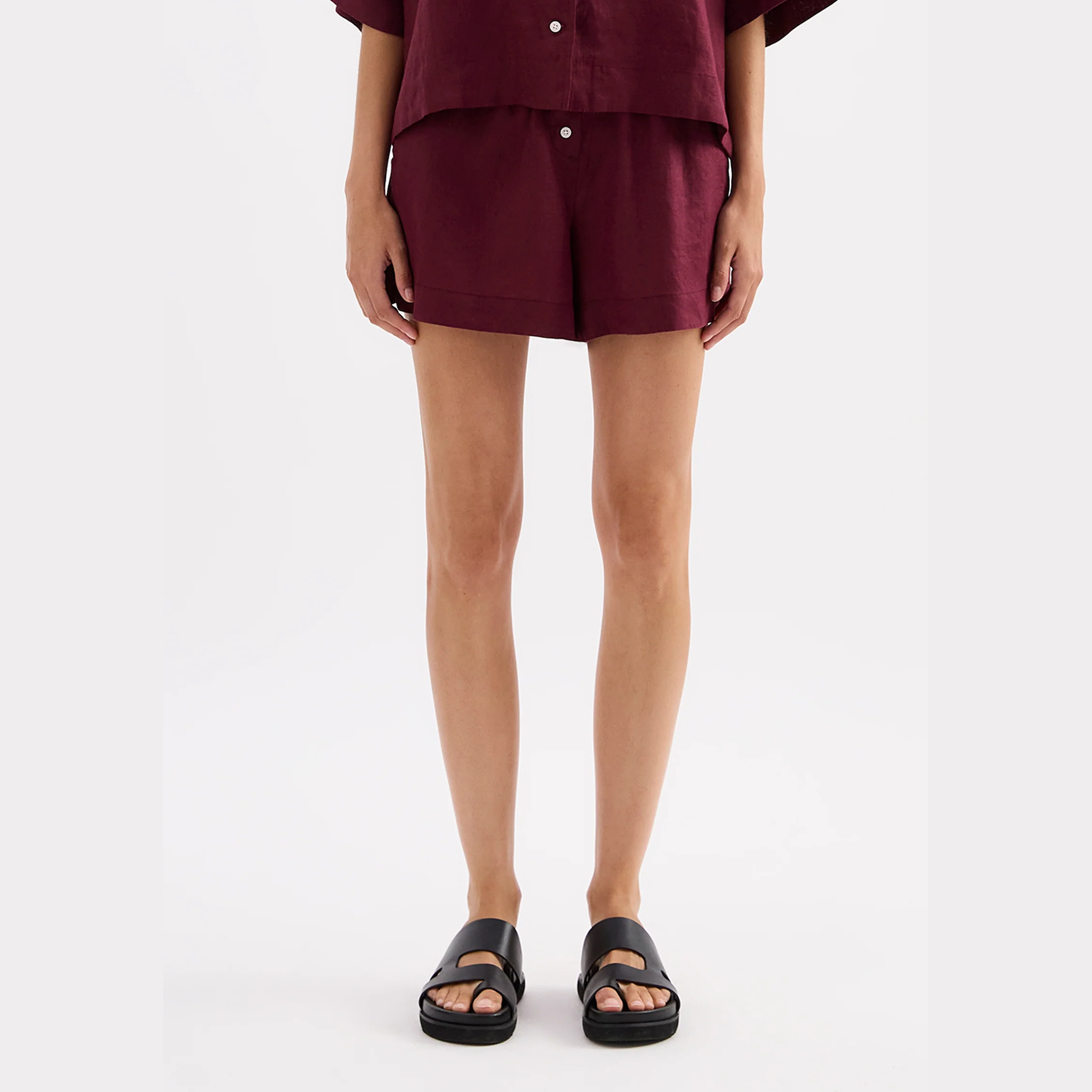 NUDE LUCY Lounge linen short - Merlot