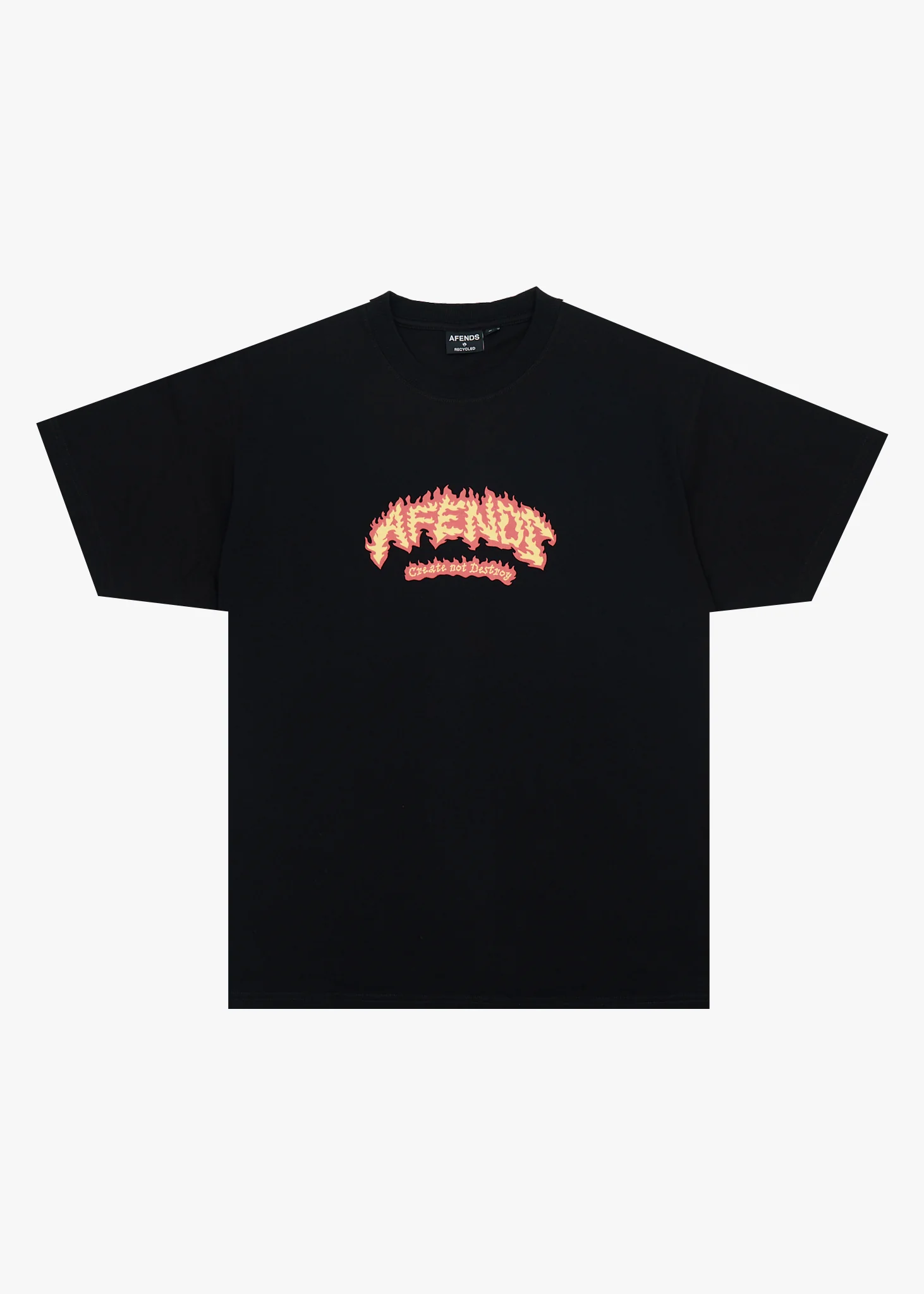 AFENDS Flame On- Boxy Tee - Black