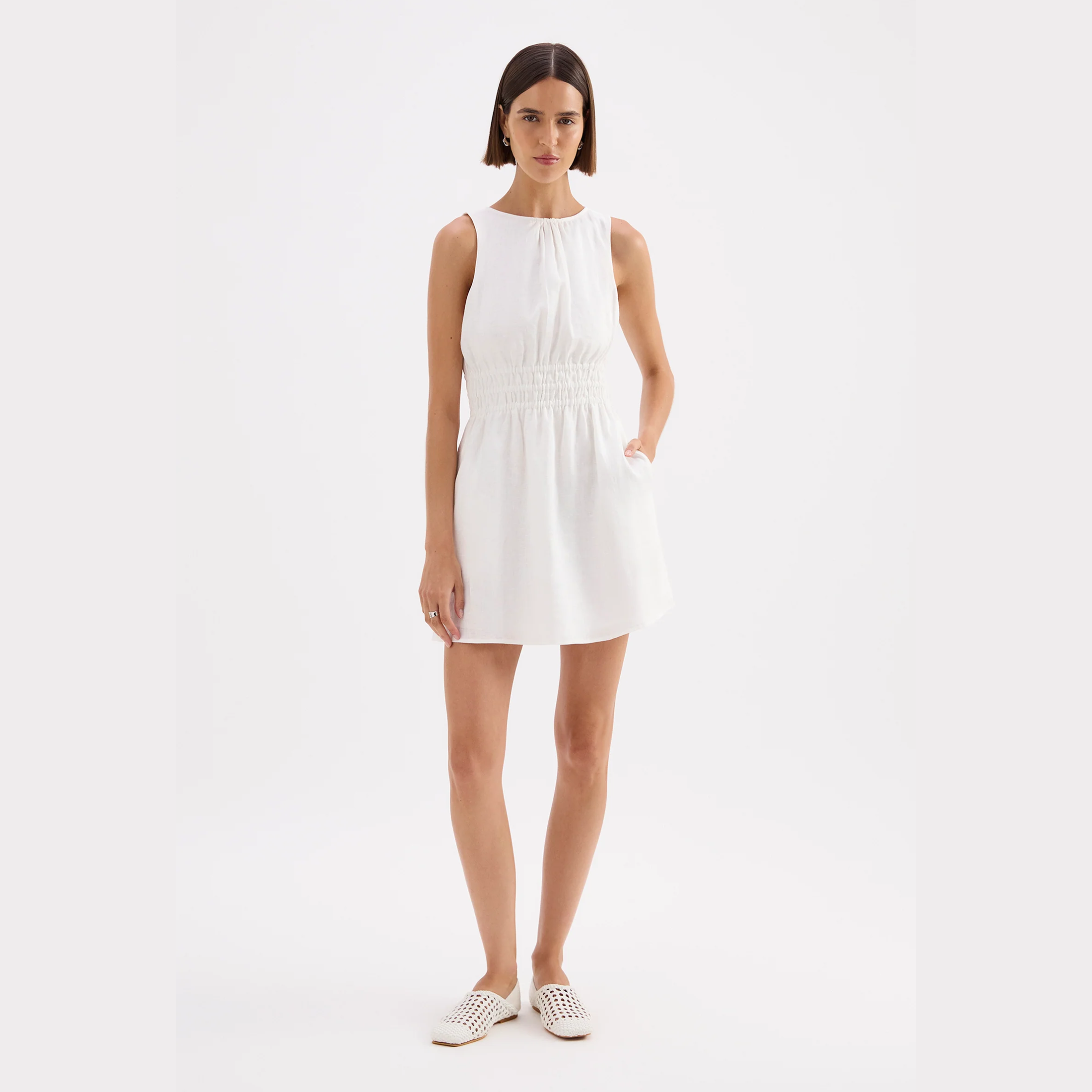NUDE LUCY Andri Linen Mini Dress - White