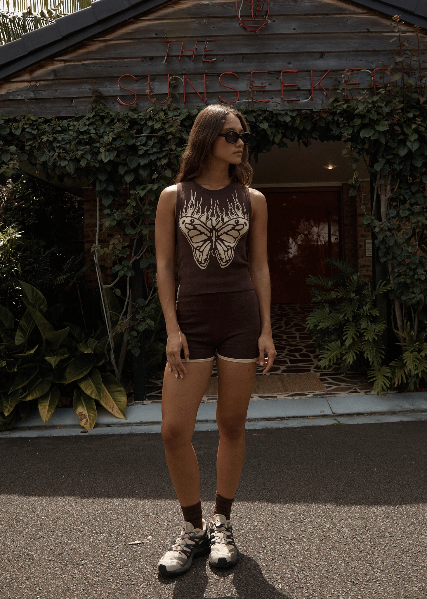 AFENDS Set Fire- Knit Short - Coffee