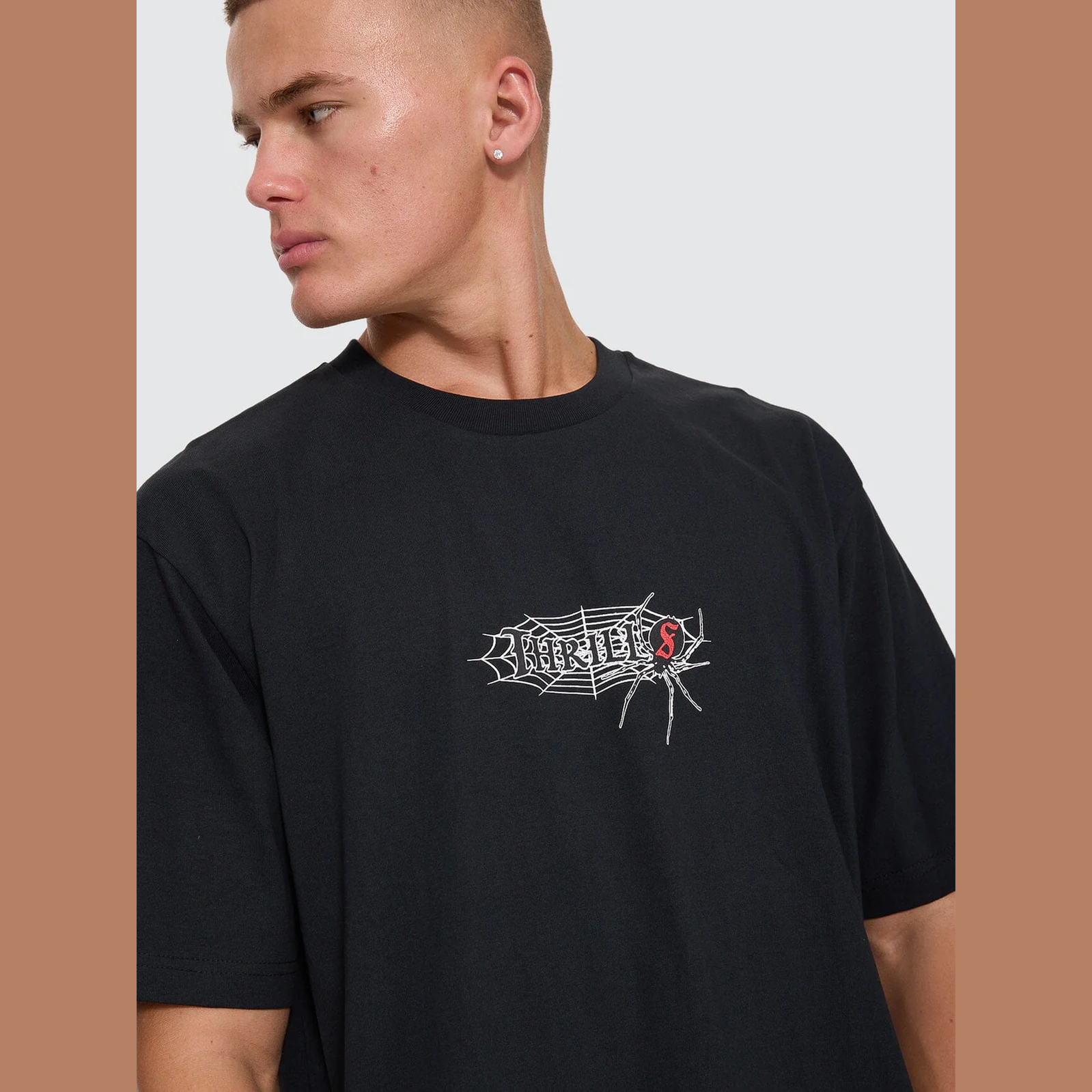 Thrills Web Of Deceit Oversize Fit Tee - Washed Black