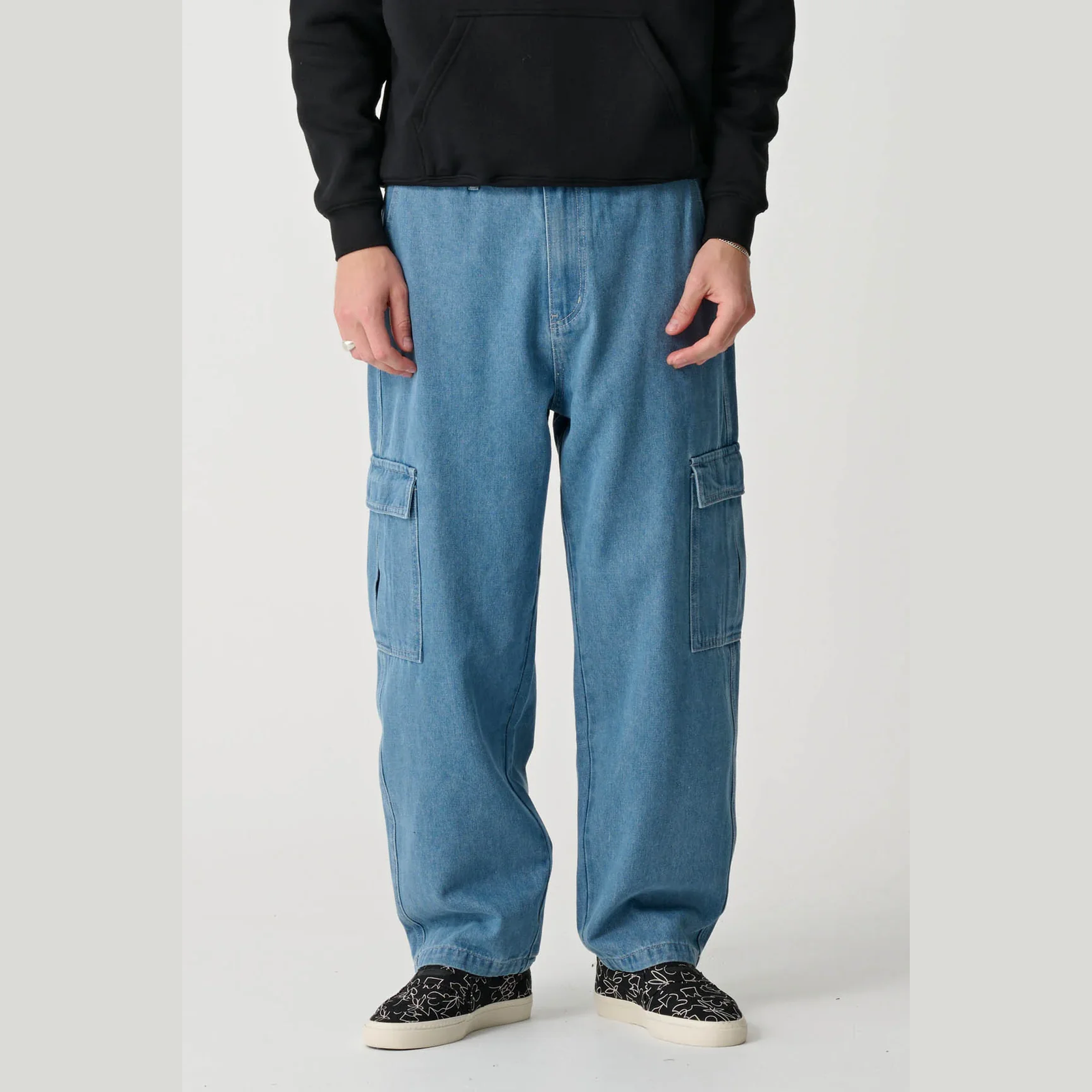 MISFIT Beach metall cargo pant - Mid blue denim