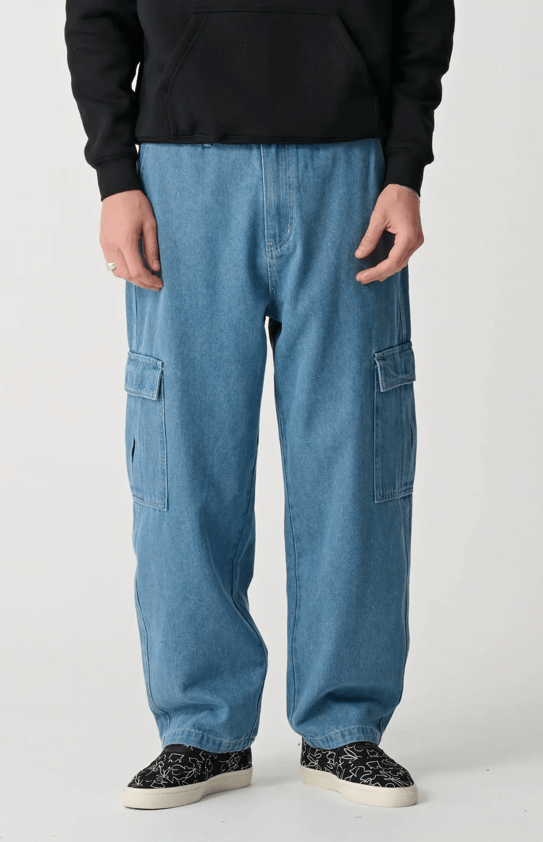MISFIT Beach metall cargo pant - Mid blue denim