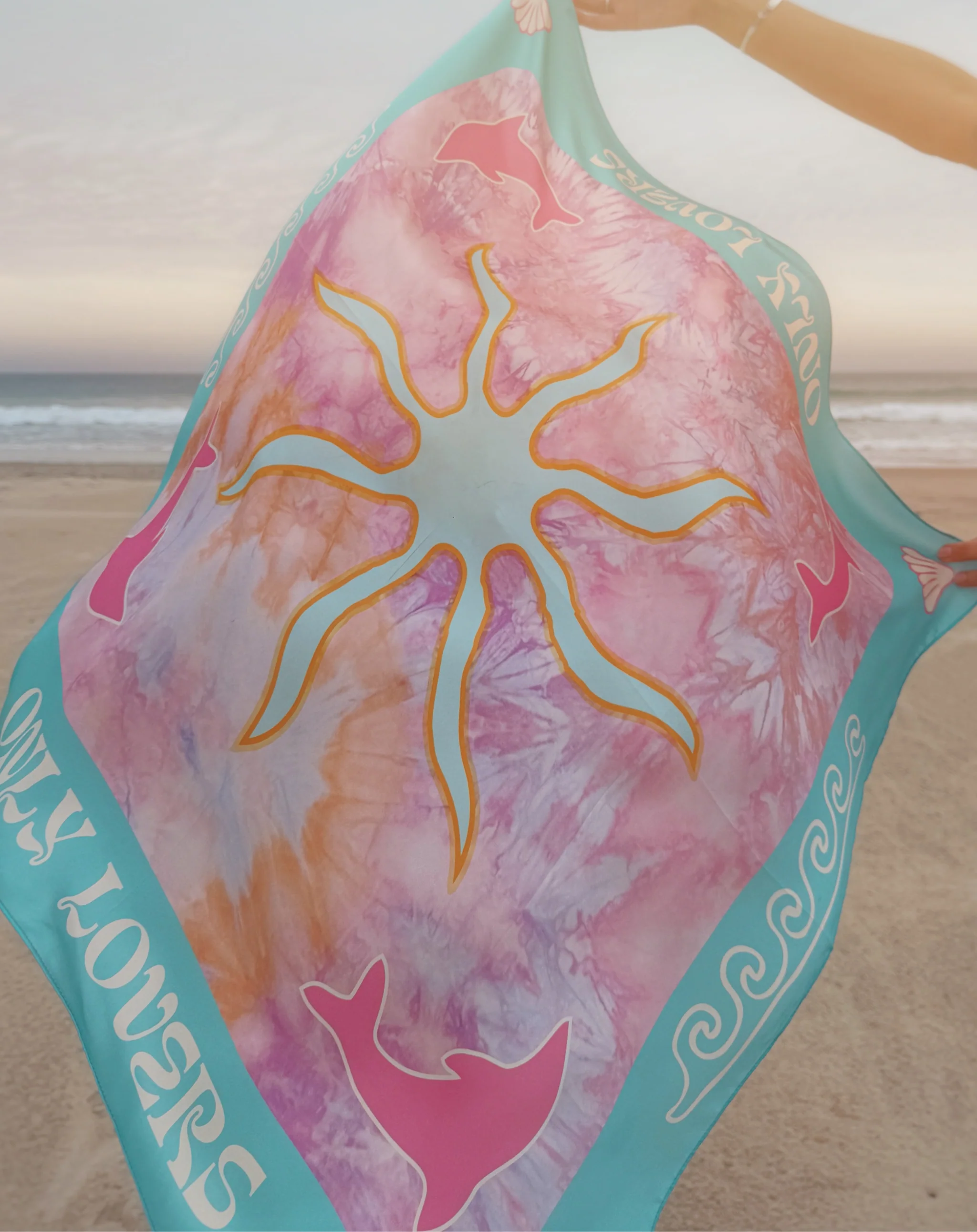 ONLY LOVERS LEFT Silk scarf - Aqua mirage