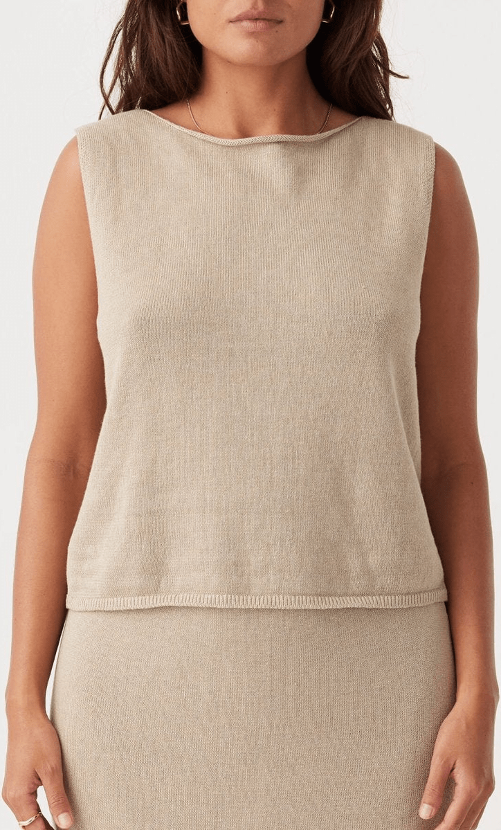 ARCAA Poppy Organic Cotton Linen Reversible Vest - Taupe