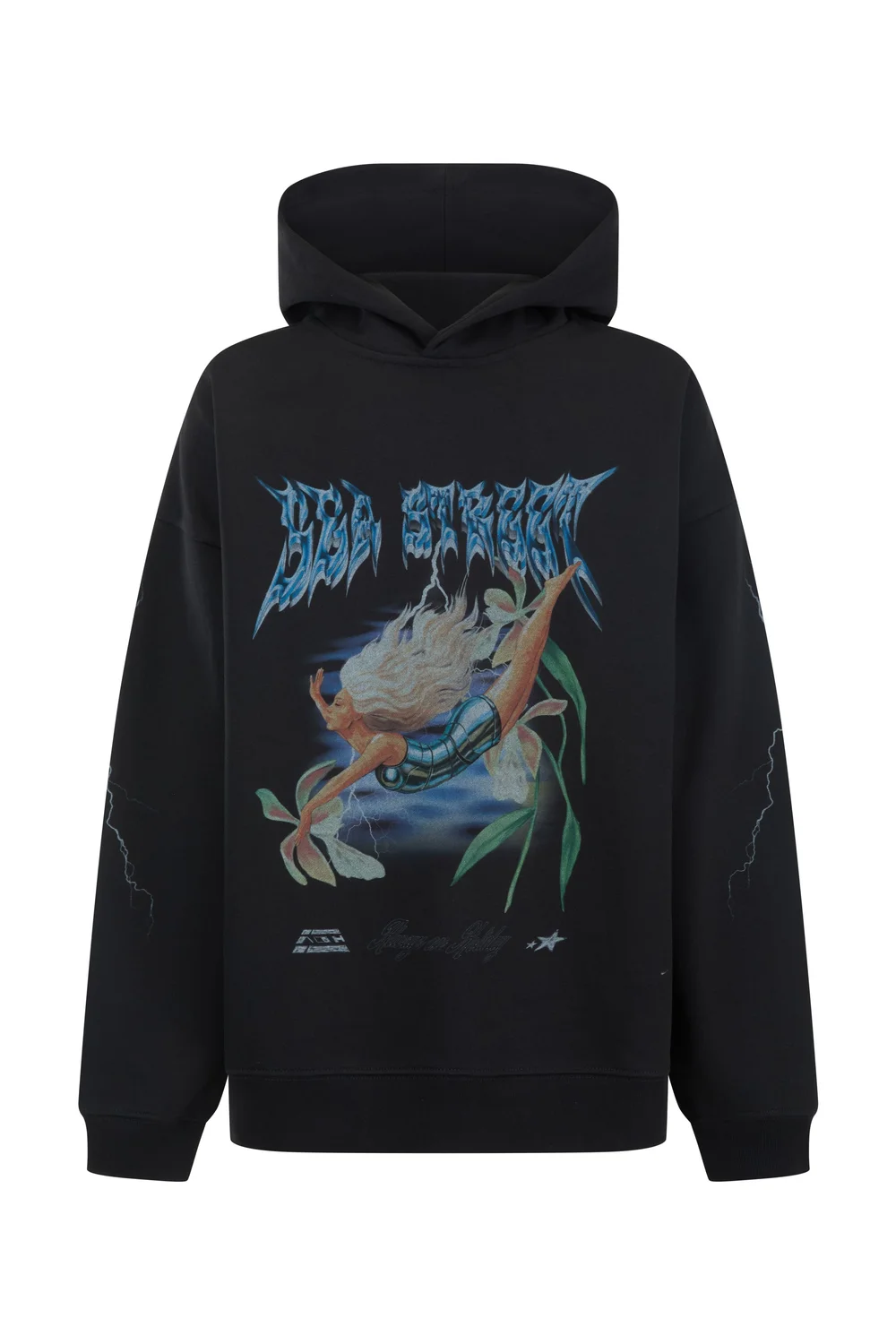 SEA STREET Metallic driver oversized hoody - Washed black