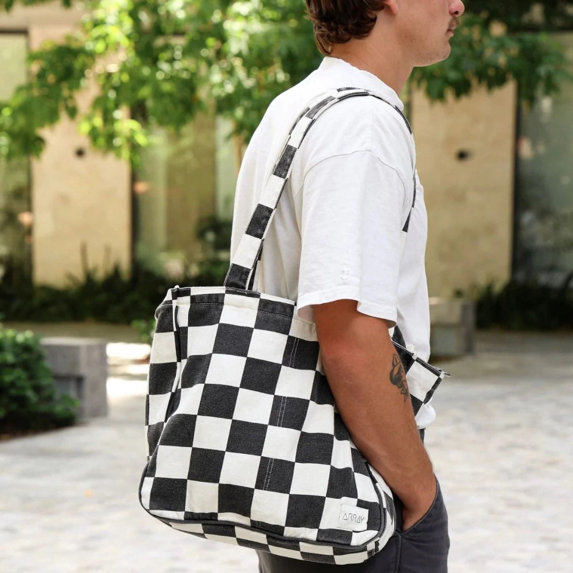 ARRAY Everyday Pocket Tote - Black check