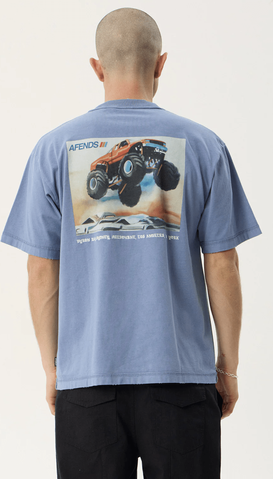 AFENDS Mayhem heavyweight boxy tee - Washed slate blue