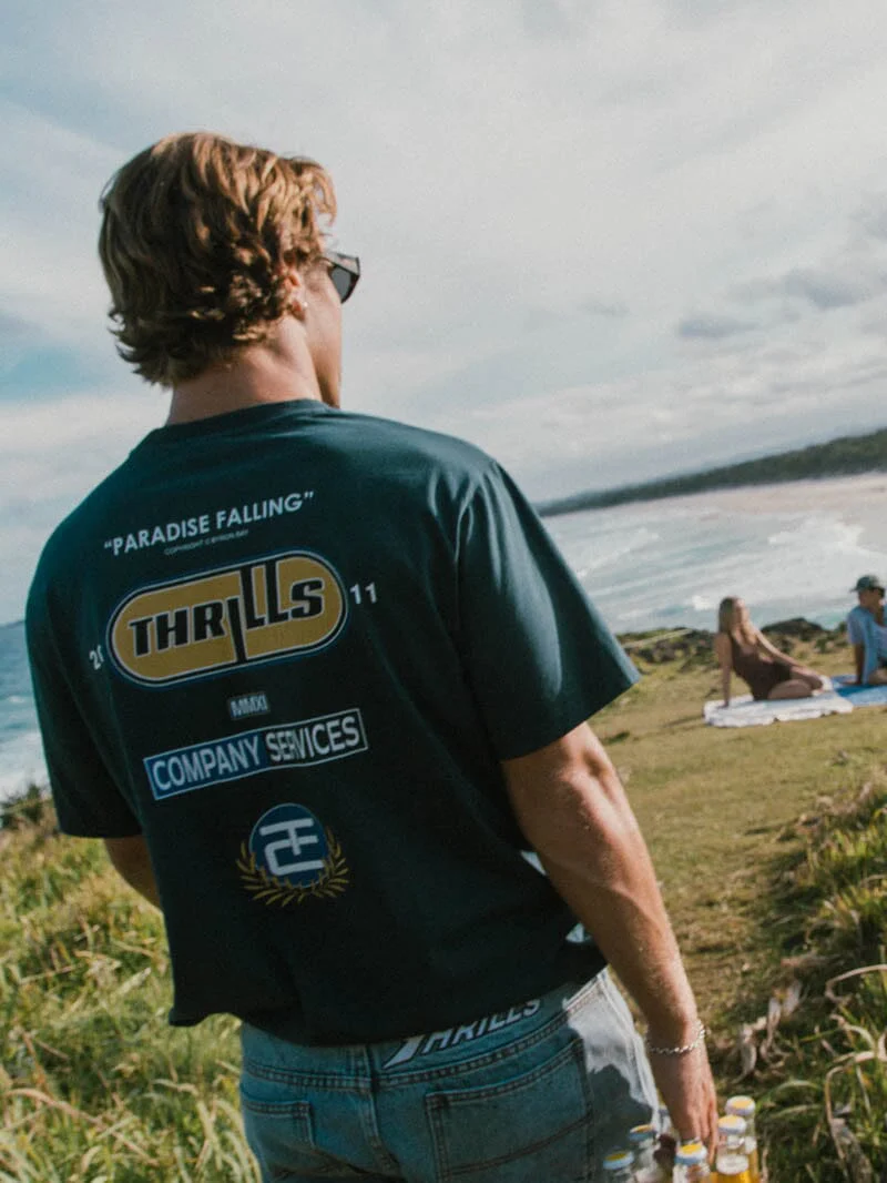Thrills Paradise Falling Merch Fit Tee - Federal Blue