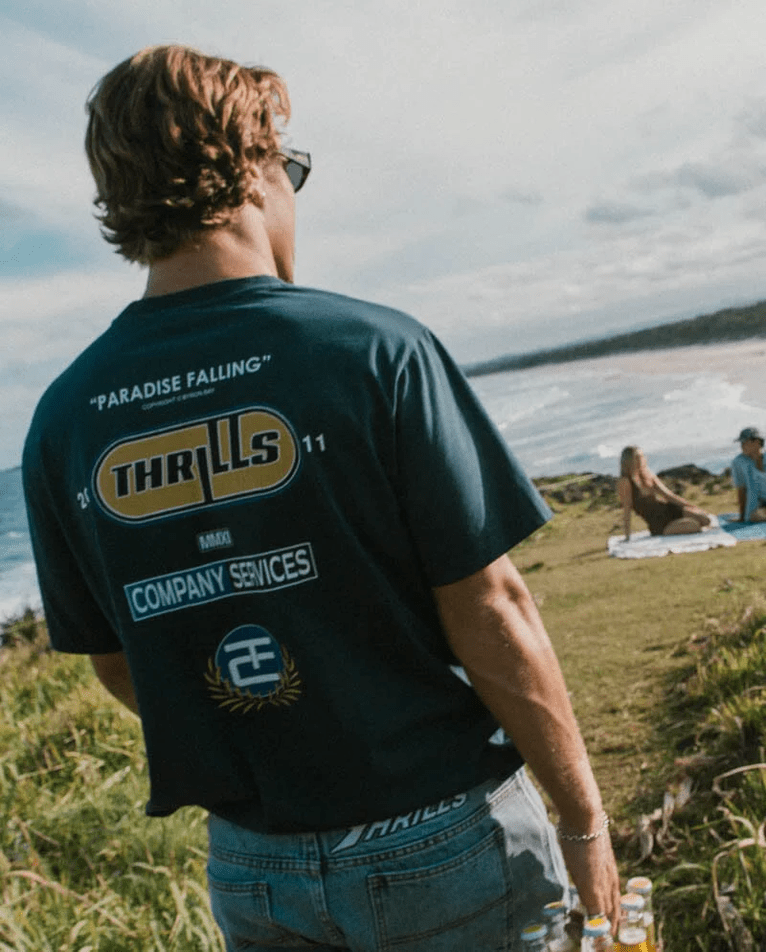 Thrills Paradise Falling Merch Fit Tee - Federal Blue