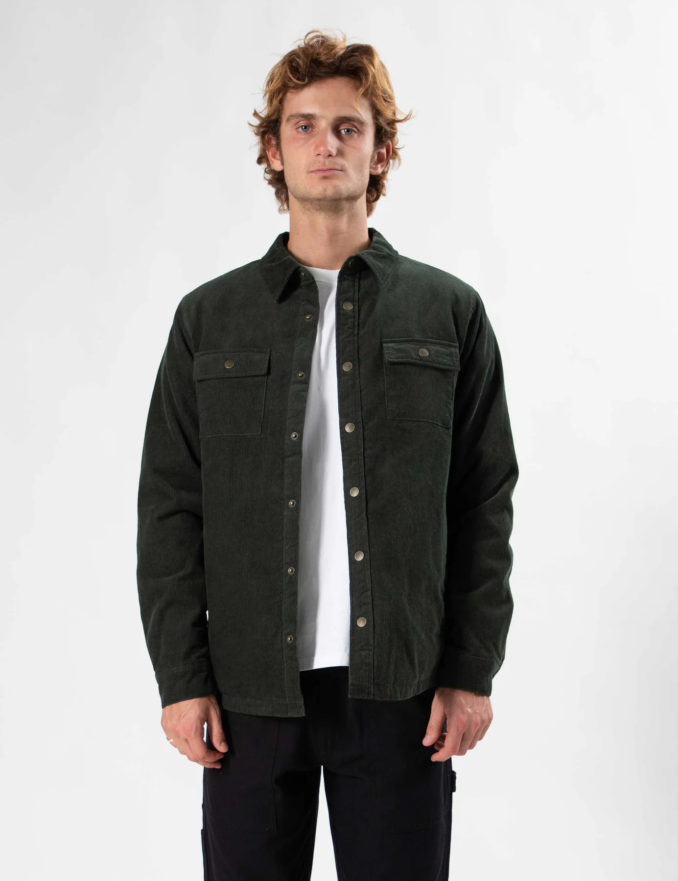 MR SIMPLE Quilted Cord Jacket - Pine