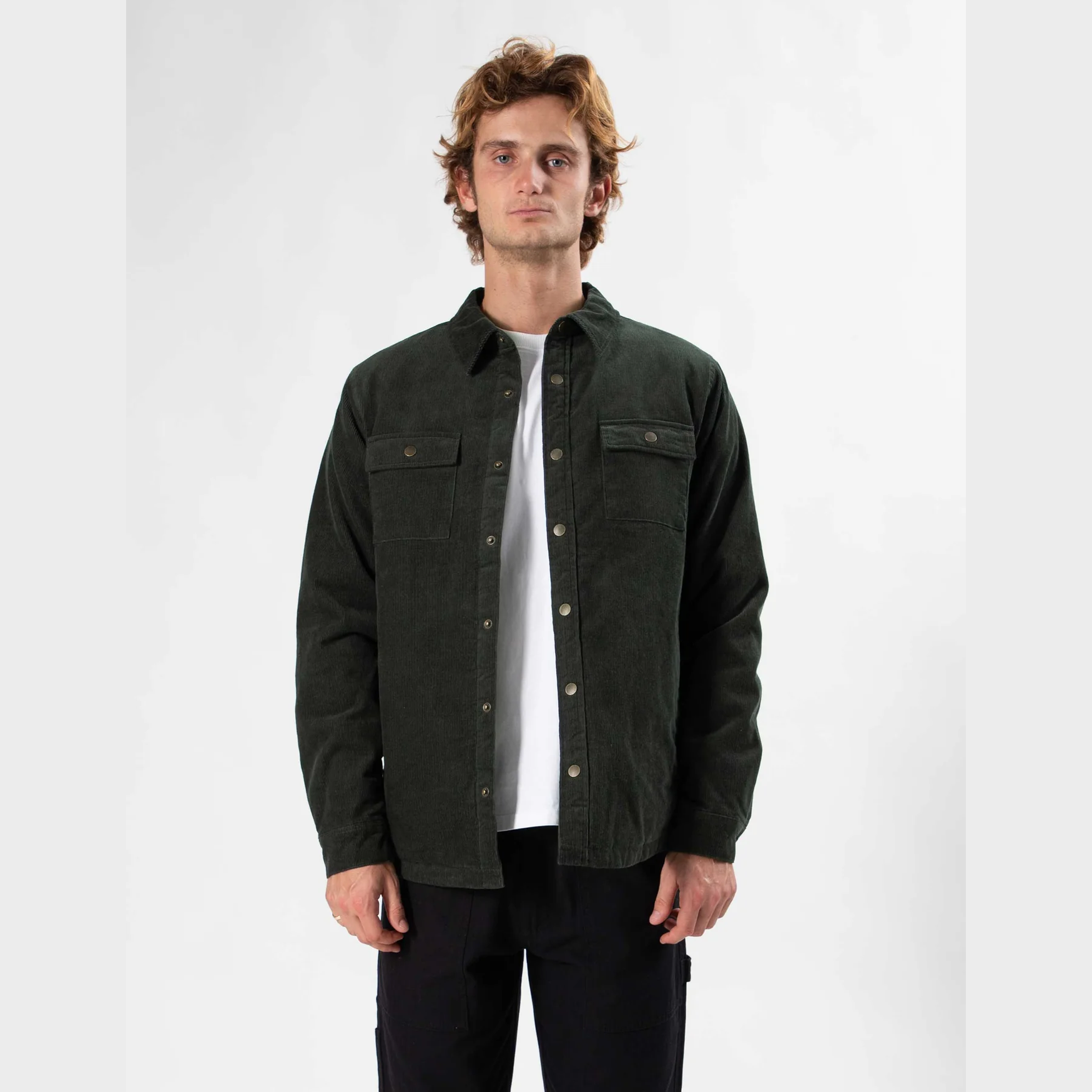 MR SIMPLE Quilted Cord Jacket - Pine