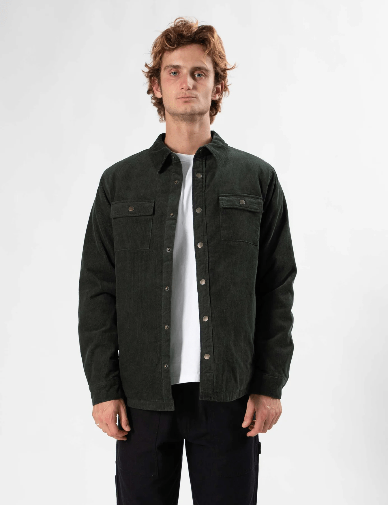 MR SIMPLE Quilted Cord Jacket - Pine