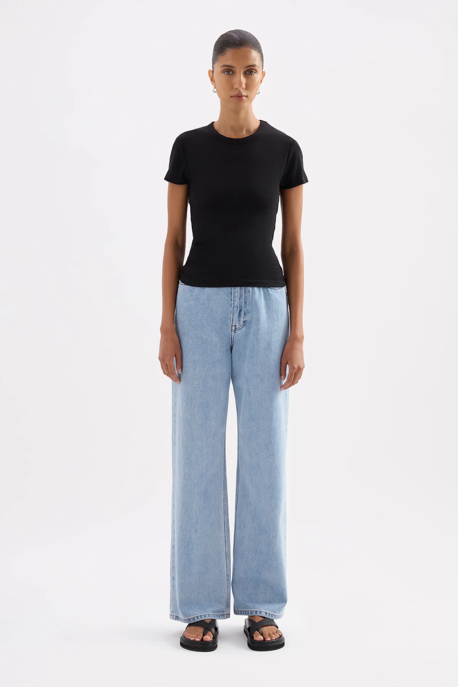 NUDE LUCY Organic Rib Ss Tee - Black