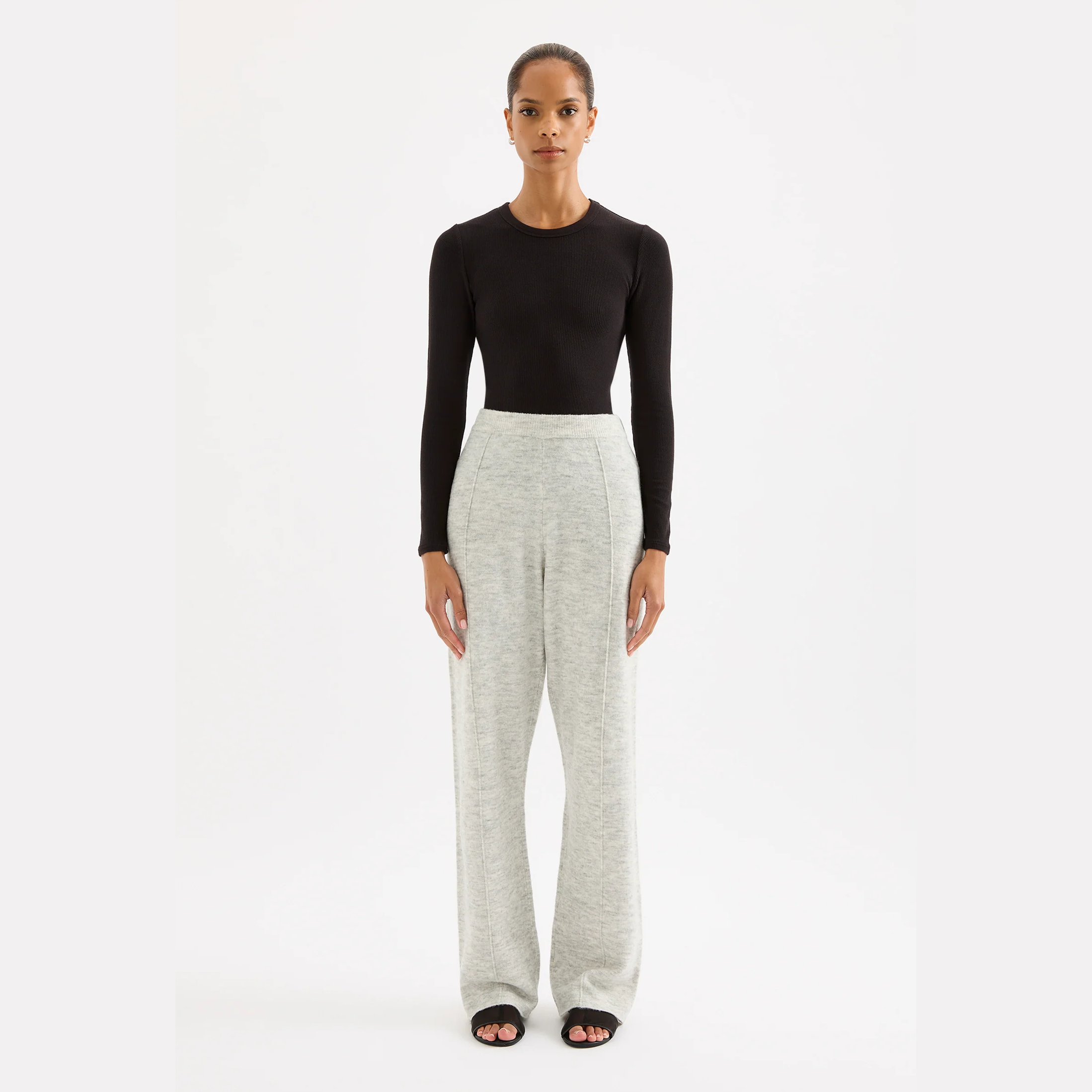 NUDE LUCY Dallas Knit Pant - Grey marle