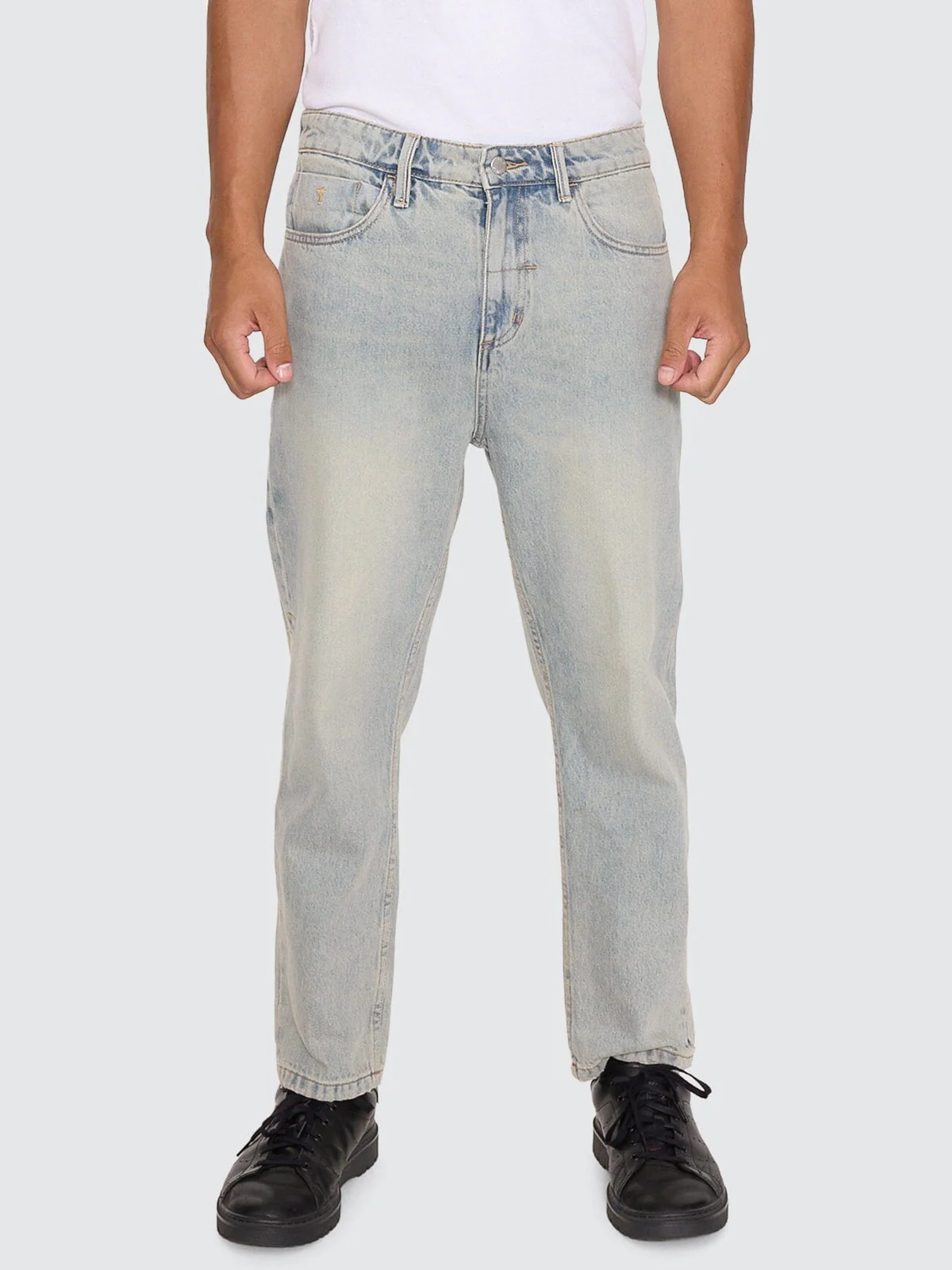 THRILLS Chopped Straight Cropped Denim Jean - Light granite blue