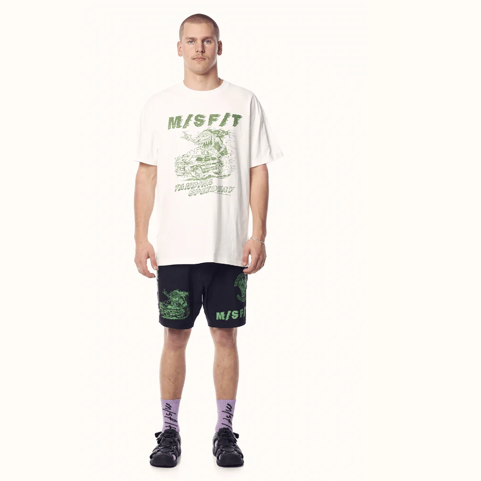 Misfit yandina speedway 50/50 tee - washed white