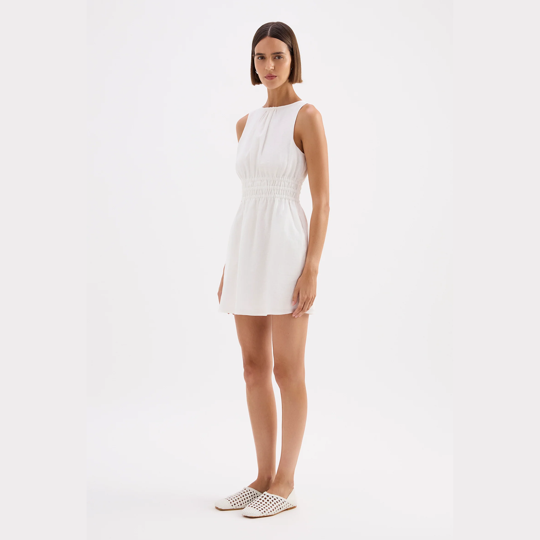 NUDE LUCY Andri Linen Mini Dress - White