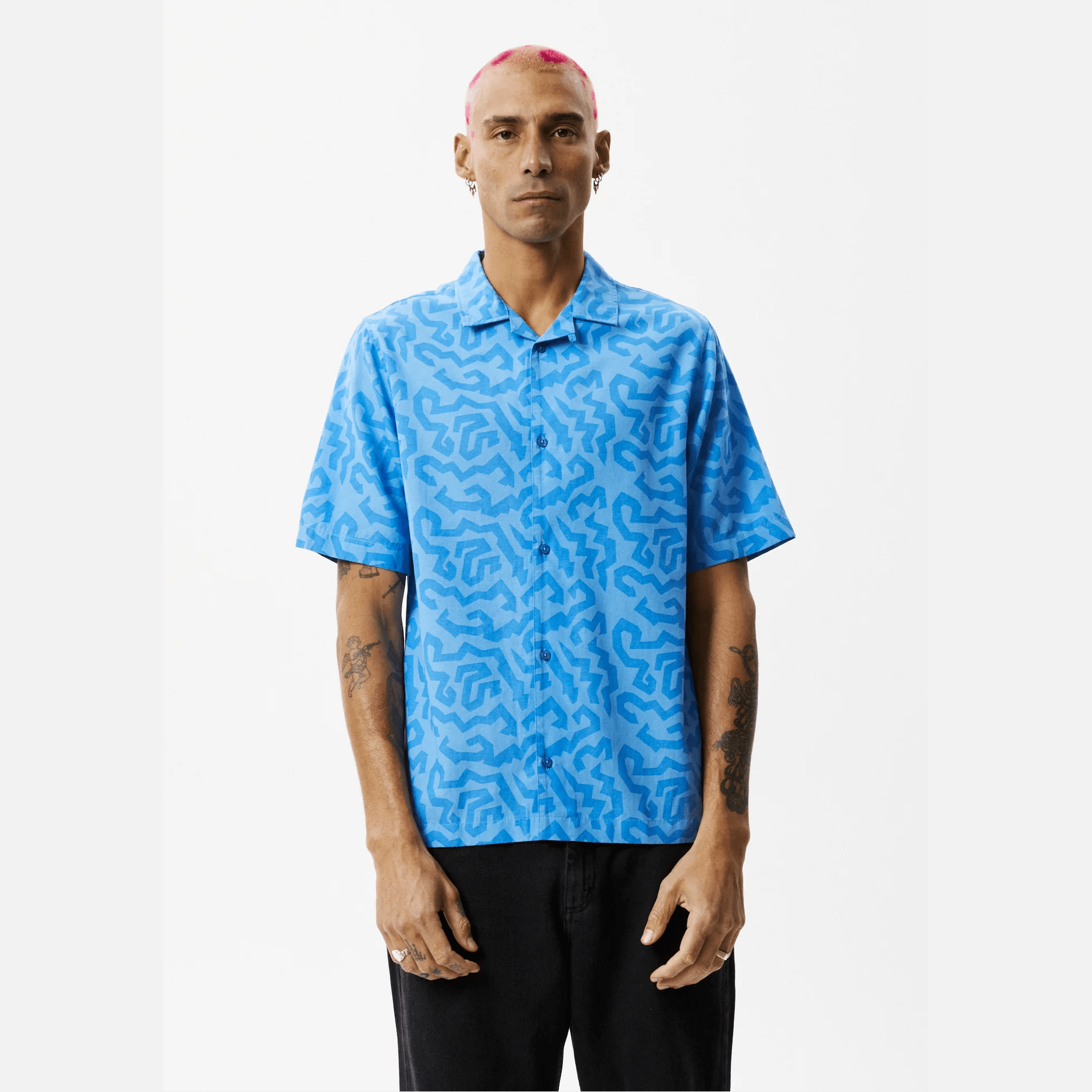 Afends icebergs recycled short sleeve shirt - arctic