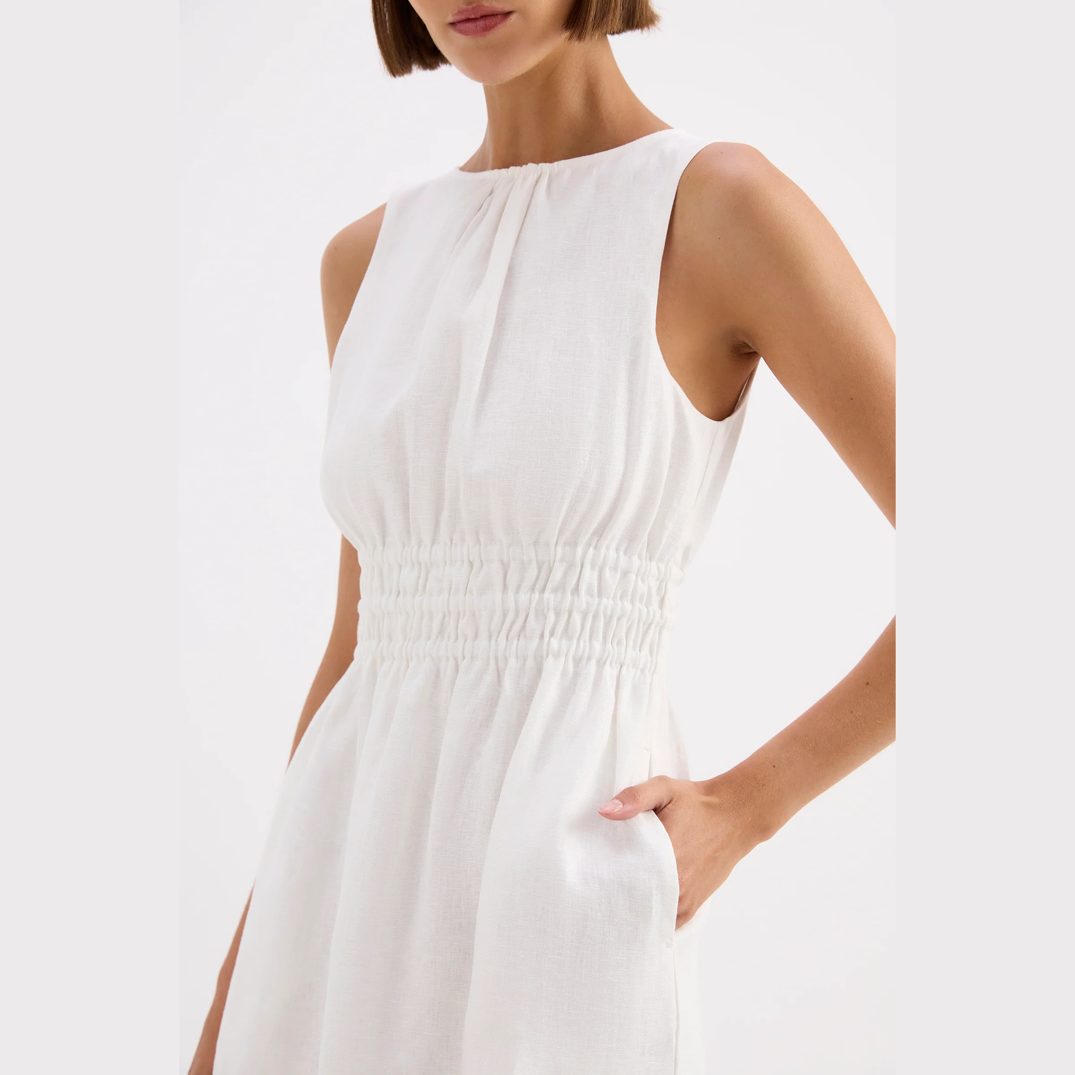 NUDE LUCY Andri Linen Mini Dress - White