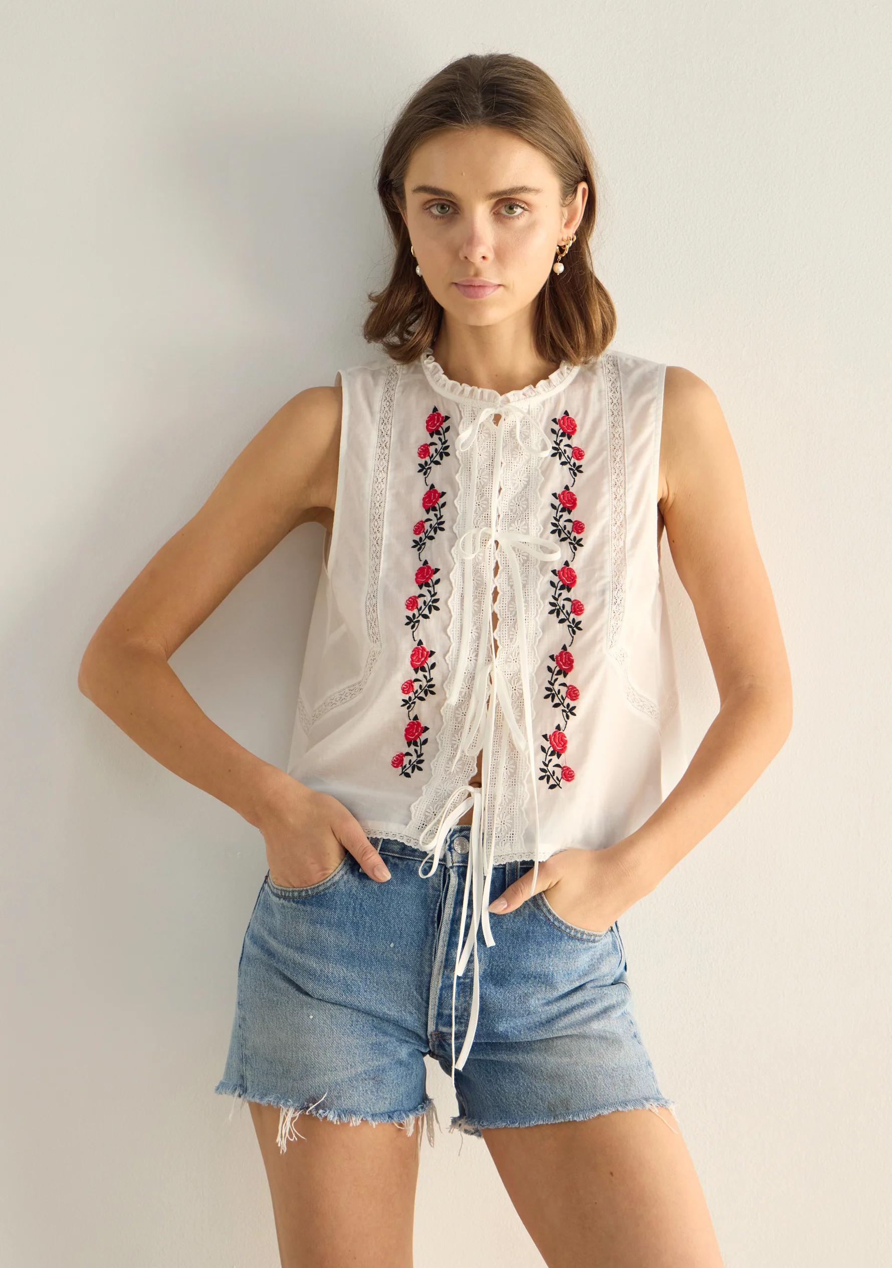 AUGUSTE THE LABEL Bellamy Embroidered Blouse - White