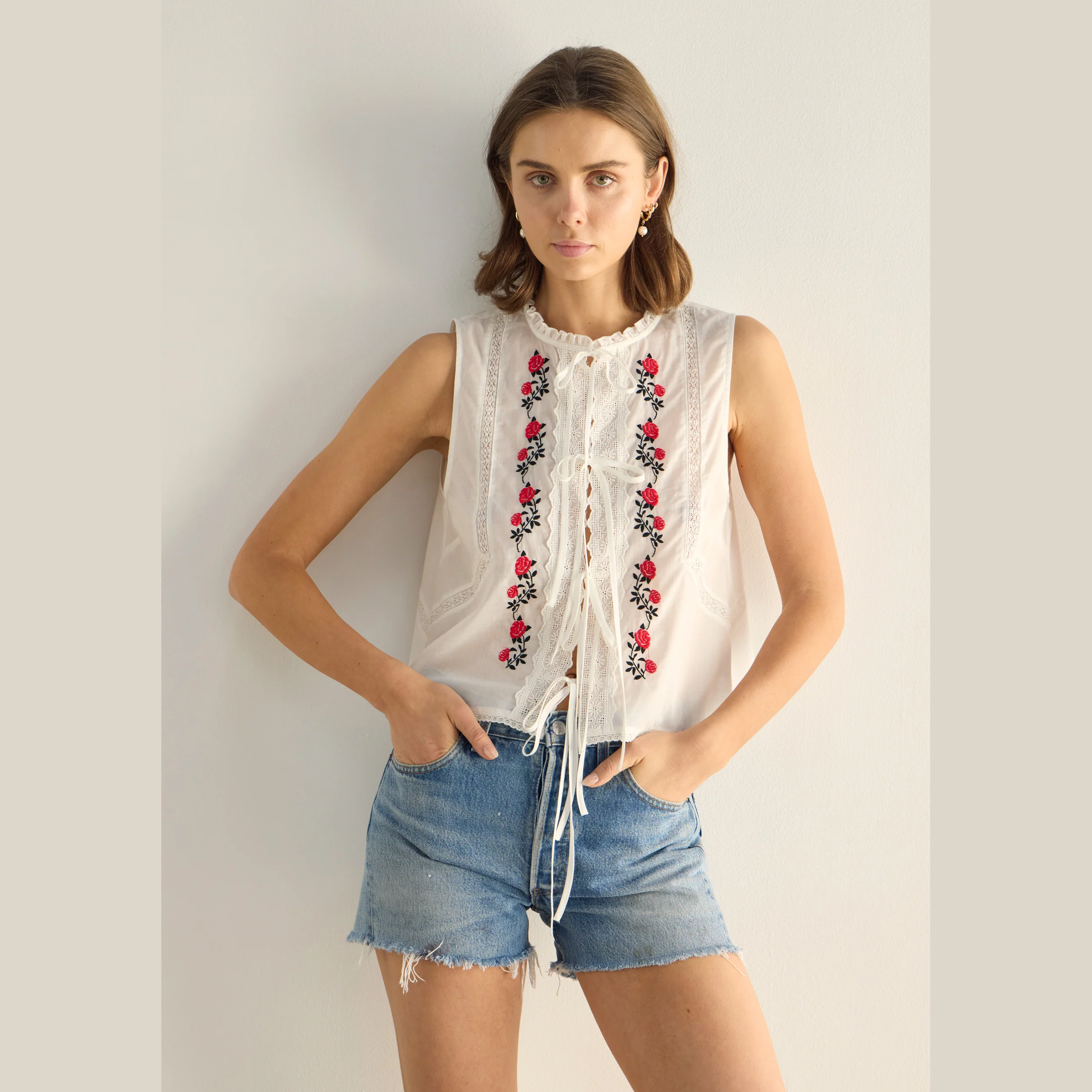 AUGUSTE THE LABEL Bellamy Embroidered Blouse - White
