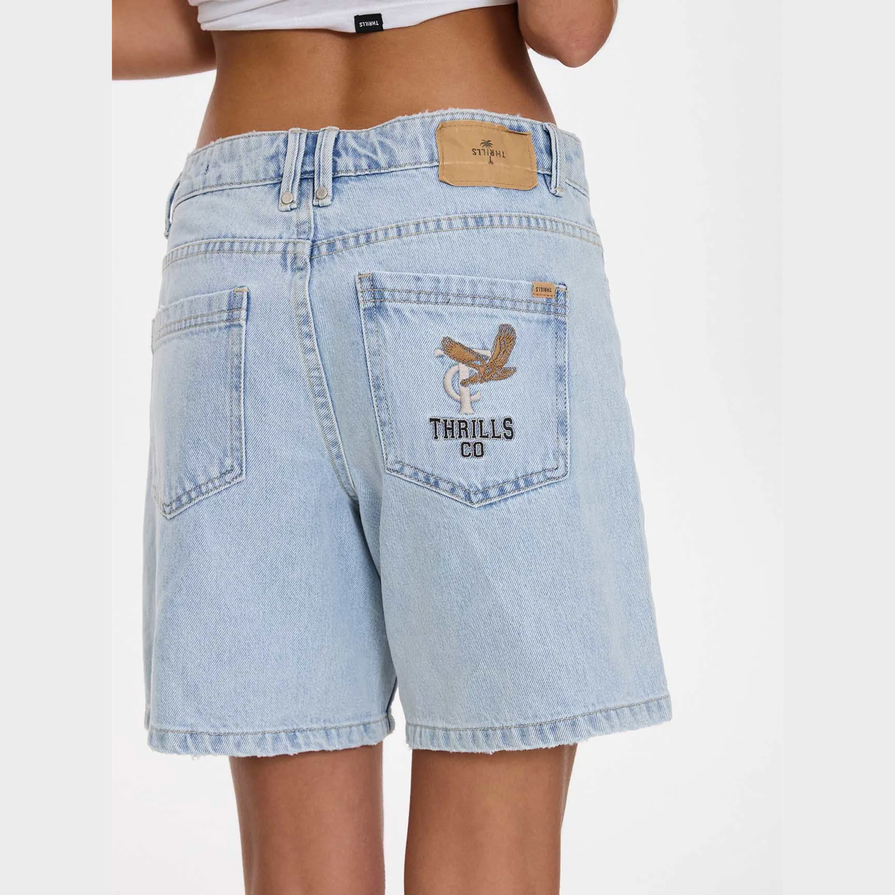 THRILLS Billie Low Rise Baggy Embro Short - Serenity Blue