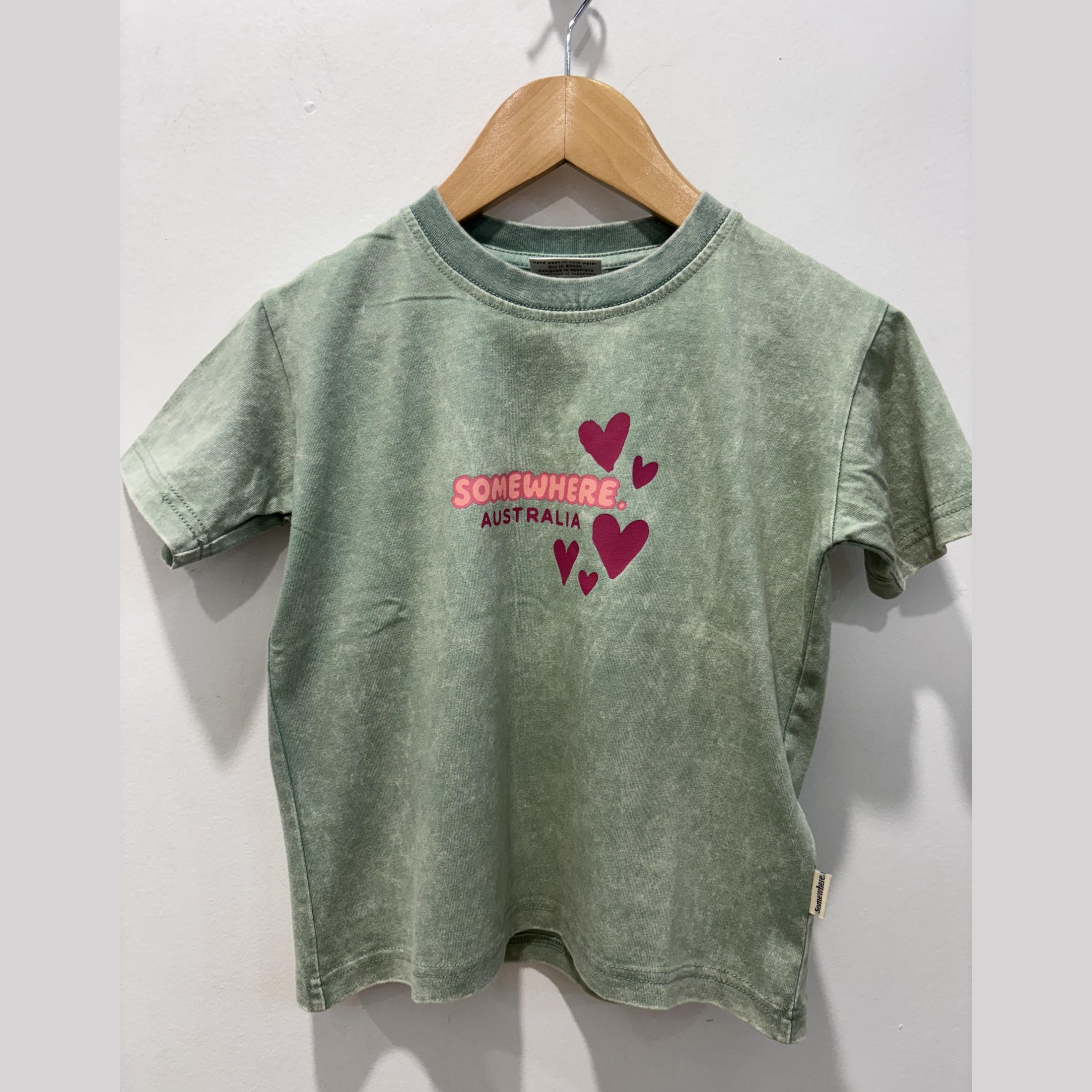 Somewhere Mini - Heart Tee - Sage