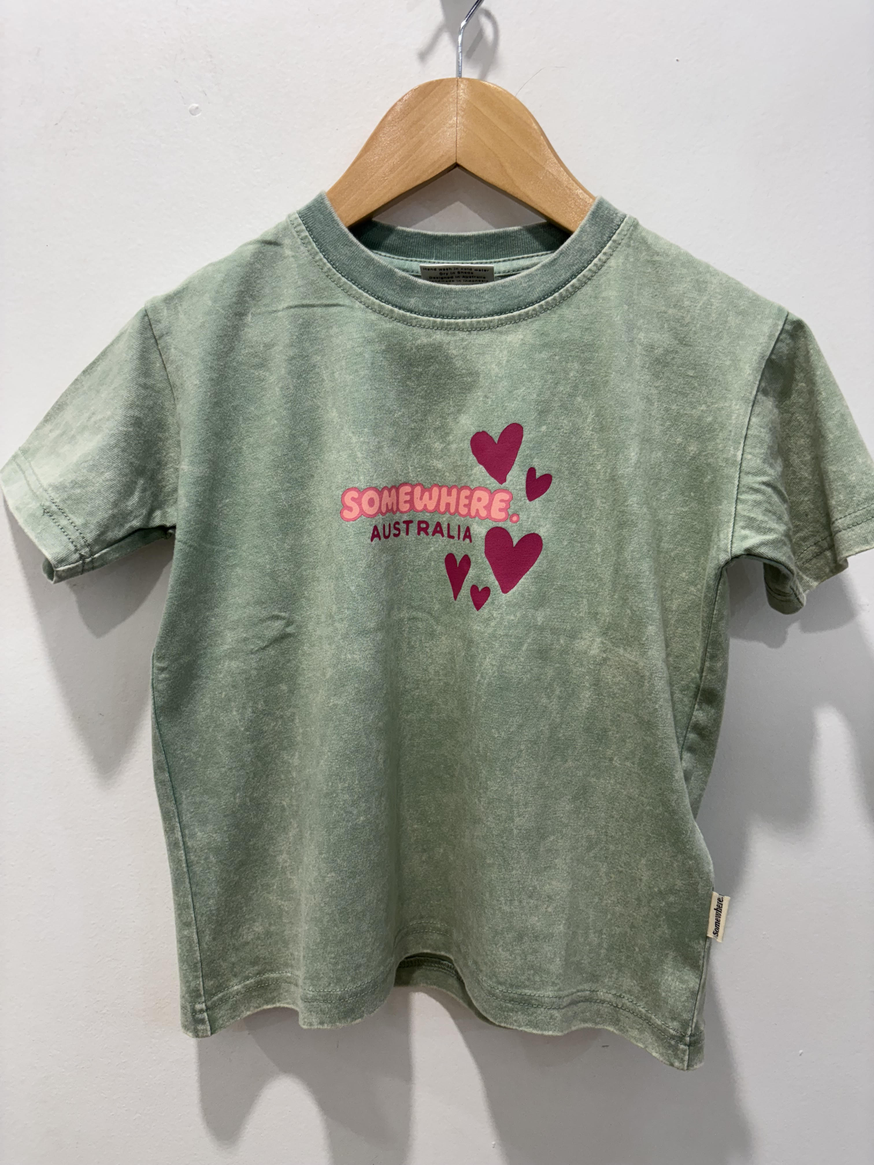 Somewhere Mini - Heart Tee - Sage