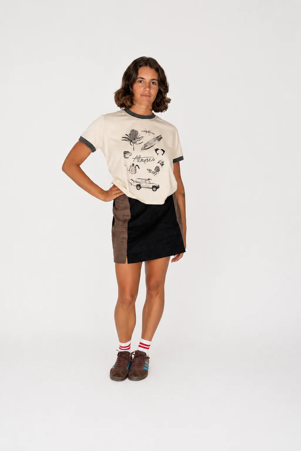 Atmosea Mimosa Corduroy Mini Skirt BLACK/CHAMPAGNE