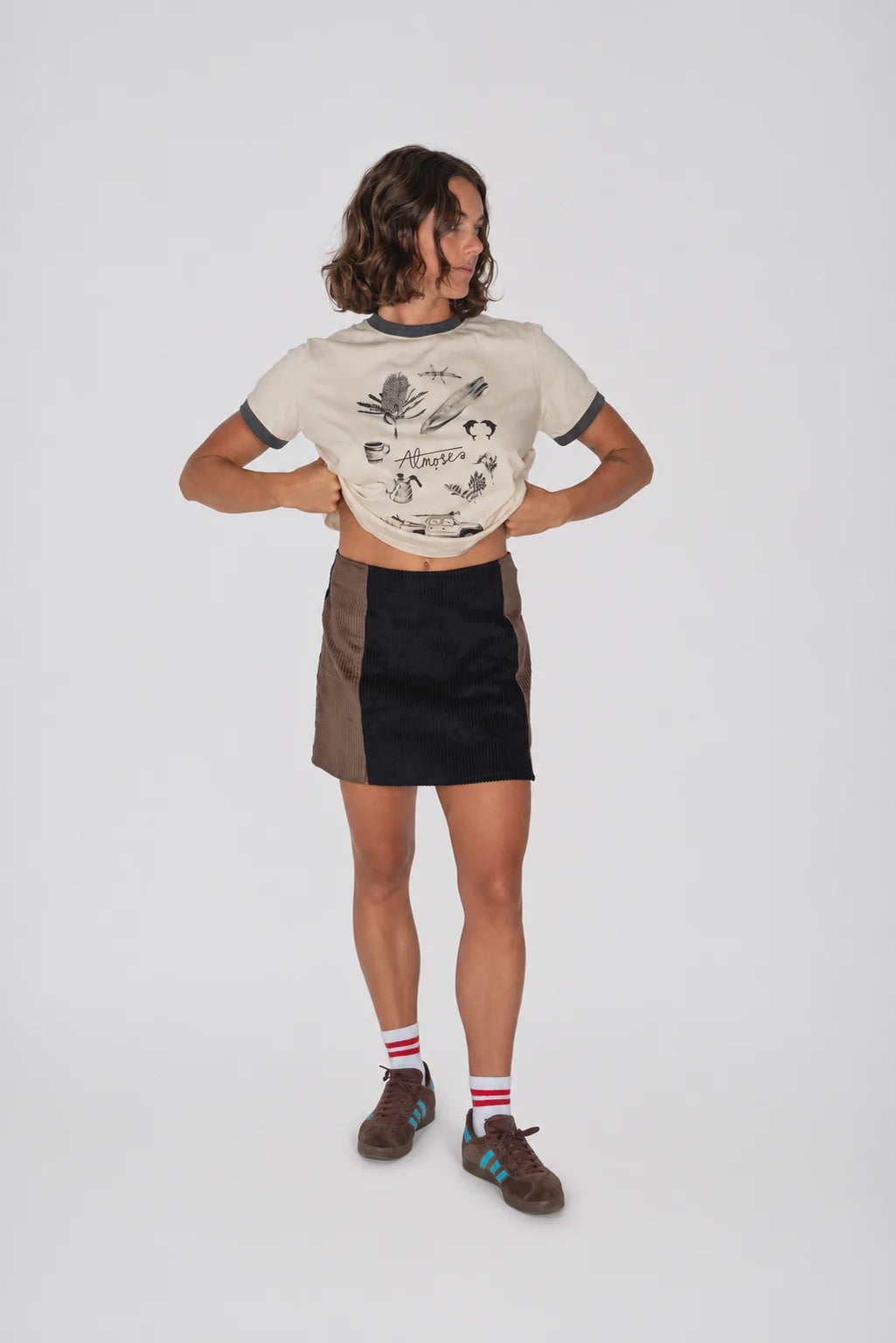 Atmosea Mimosa Corduroy Mini Skirt BLACK/CHAMPAGNE