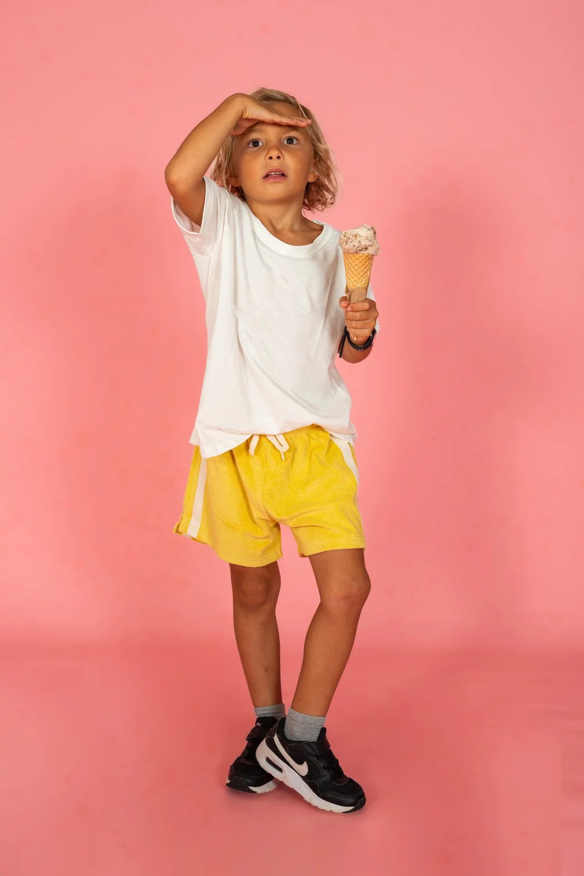 Atmosea Mini Terry Towelling Shorts in Butter Yellow