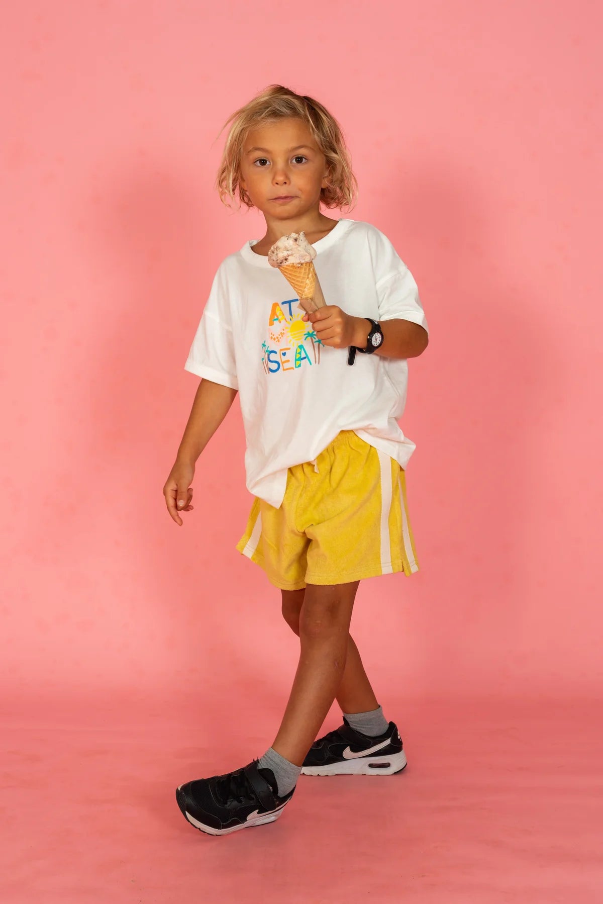 Atmosea Mini Terry Towelling Shorts in Butter Yellow