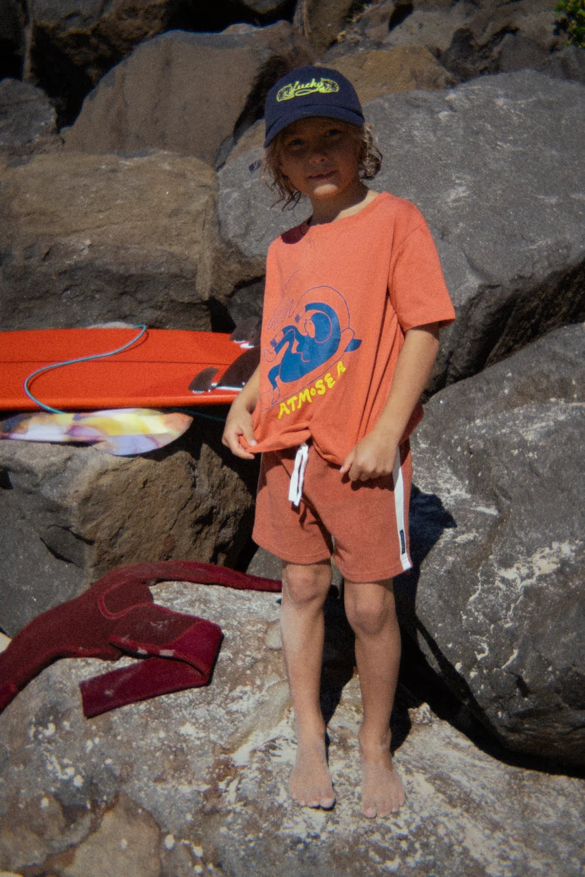 ATMOSEA Mini Terry Towelling Shorts in Rust