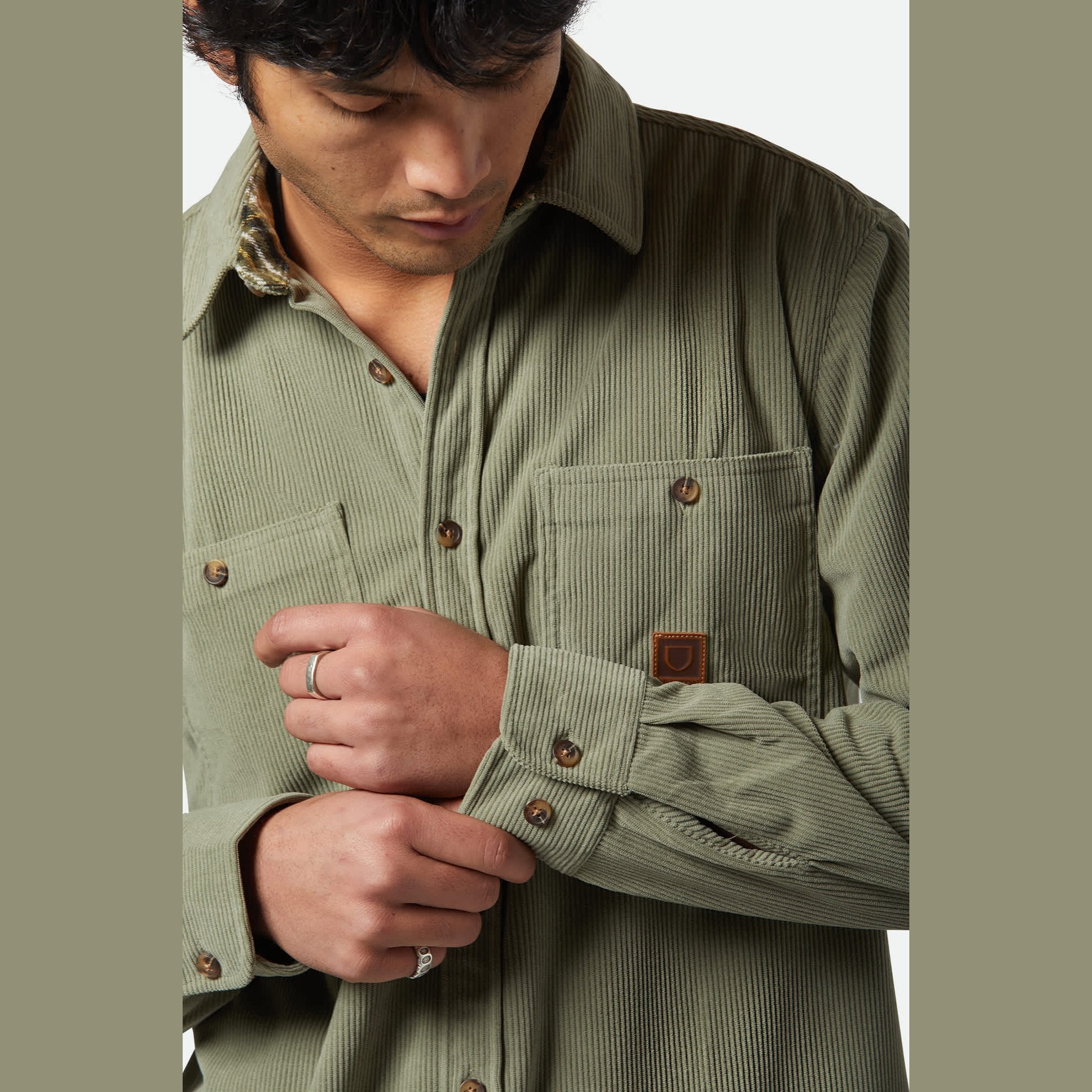 BRIXTON The Field Corduroy L/S Overshirt - Military olive