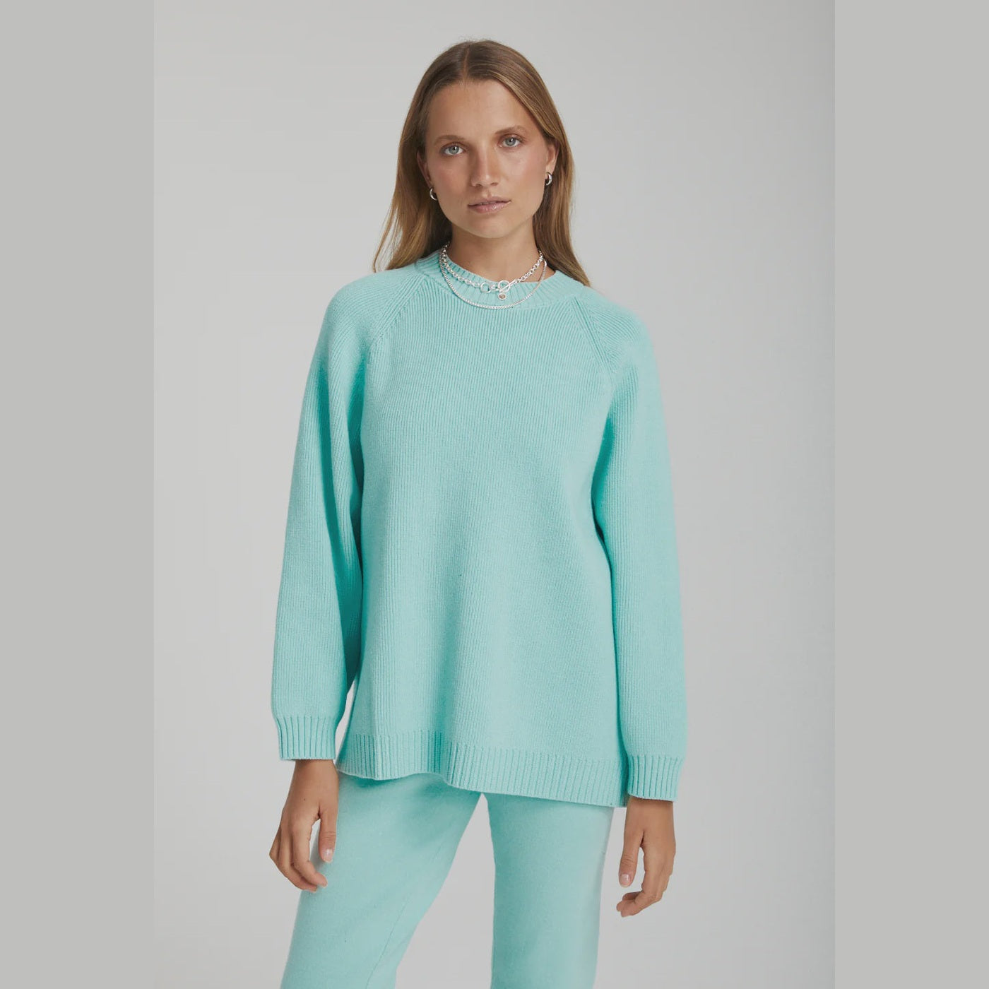 Summi Summi OVERSIZED KNIT SWEATER - AQUA