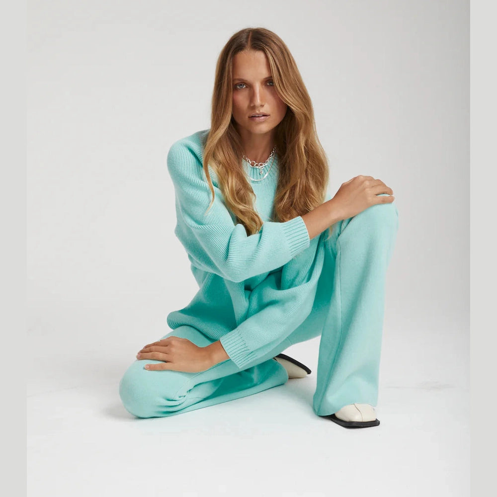 Summi Summi OVERSIZED KNIT SWEATER - AQUA