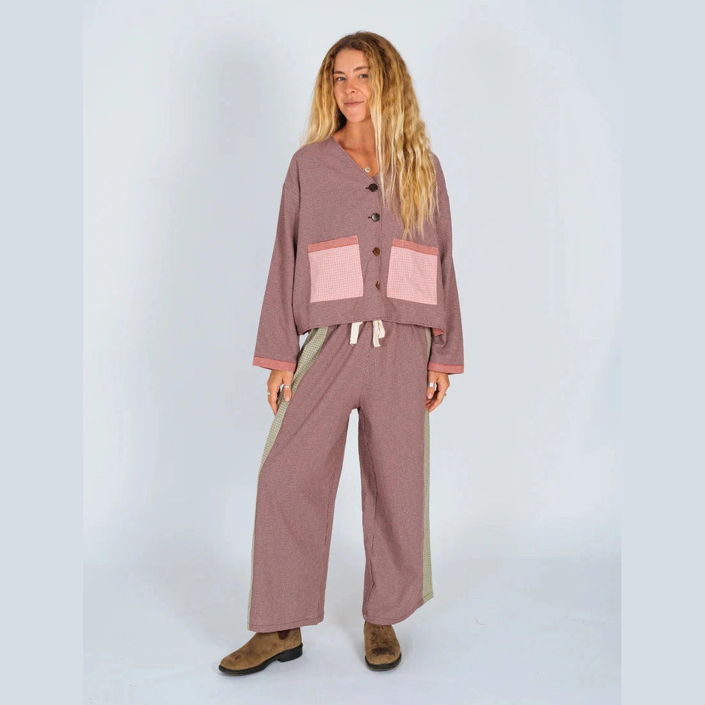 ATMOSEA Patchwork Pant in Hounds Tooth Combo