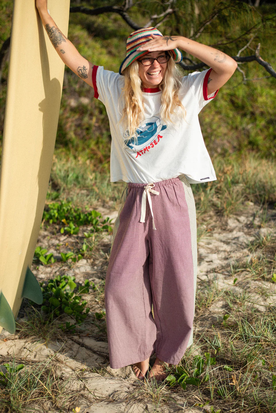 ATMOSEA Patchwork Pant in Hounds Tooth Combo